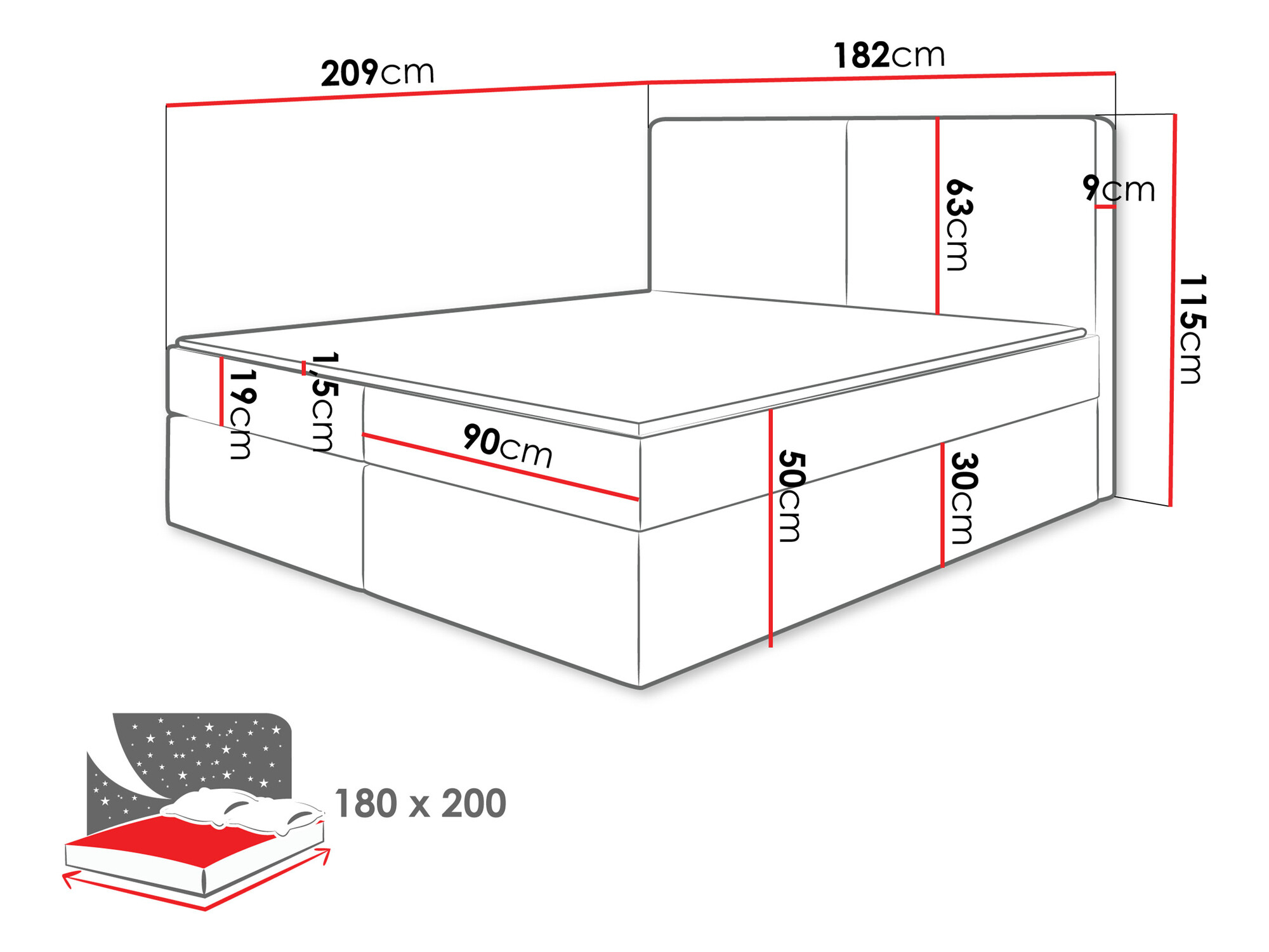Boxspringbett Zanesville 100 (Manila 14)