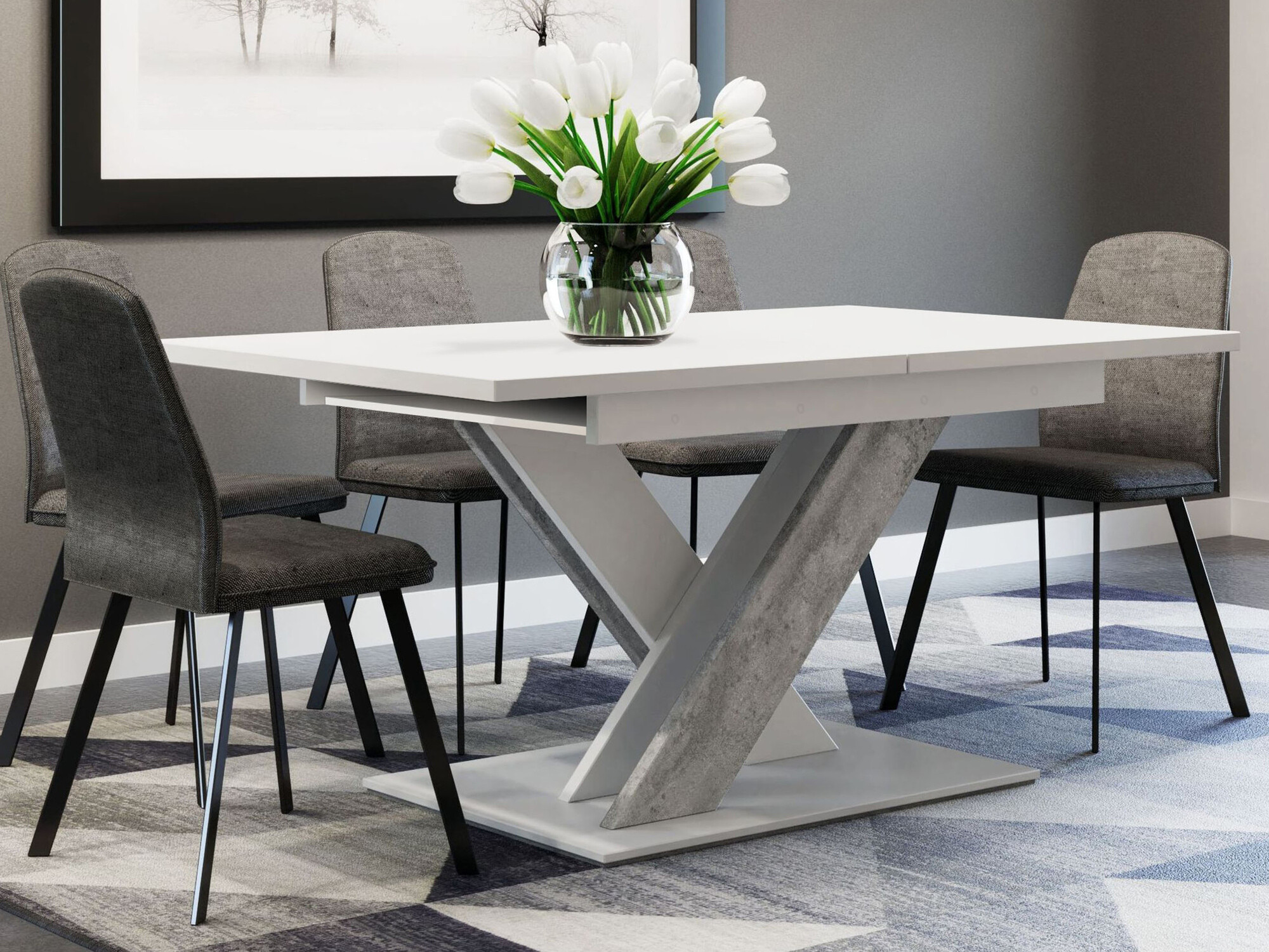 Tisch Decium (Weiss + Beton)