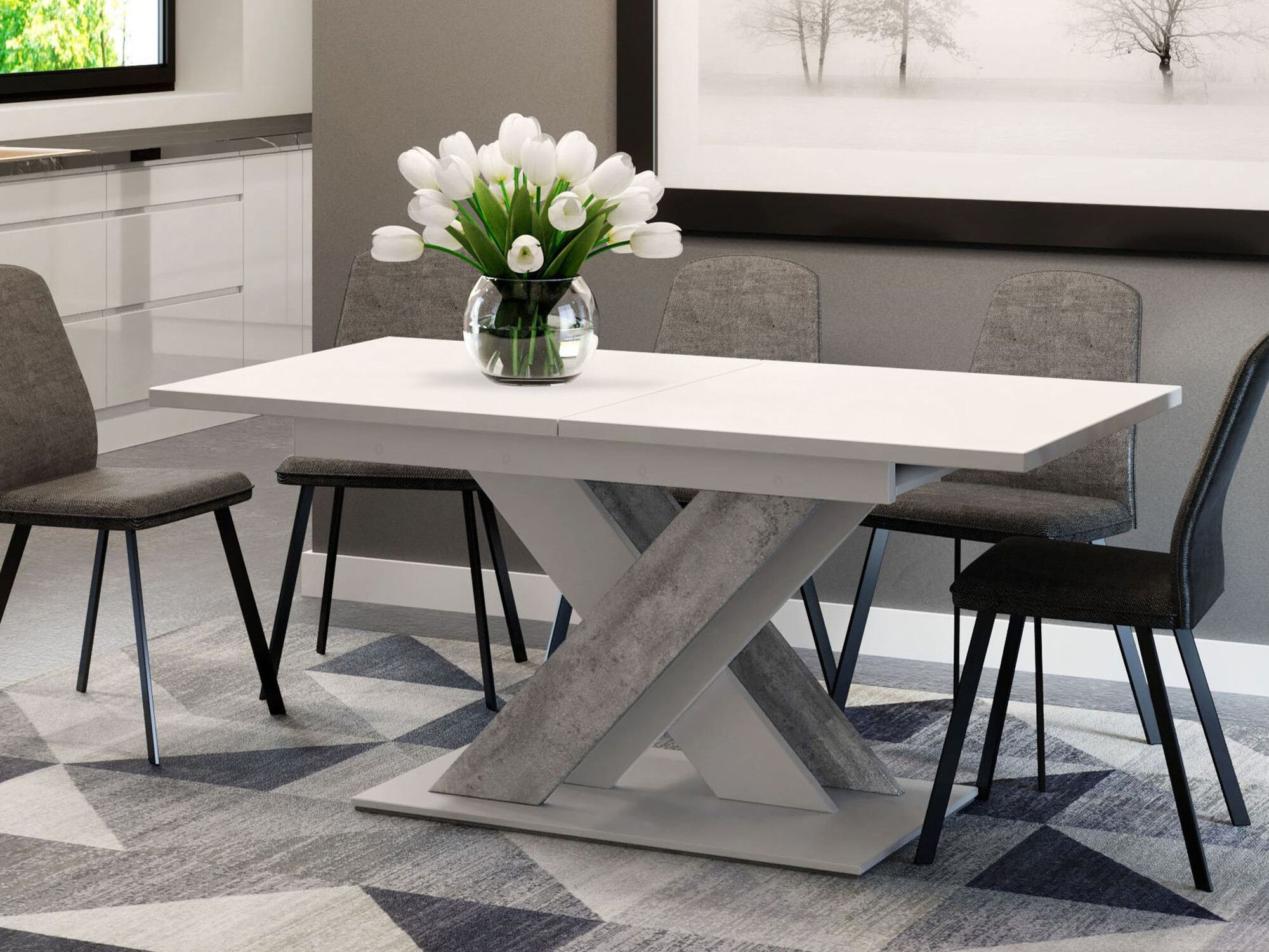 Tisch Decium (Weiss + Beton)