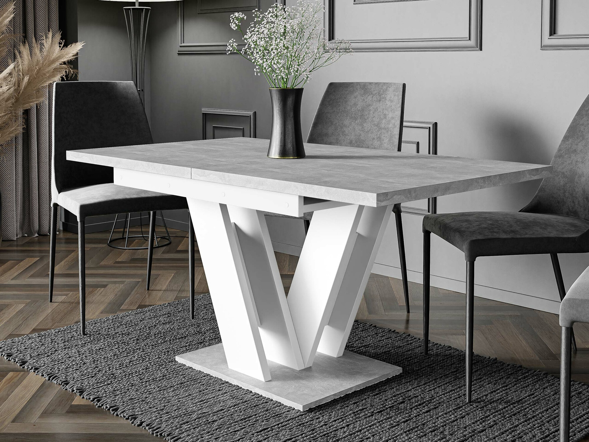 Tisch Musus (Weiss + Beton)