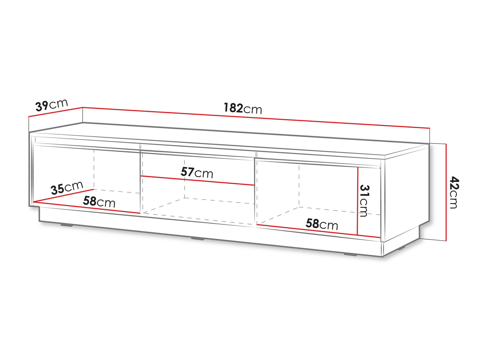 TV-Möbel Sorbela 103 (Schwarz)