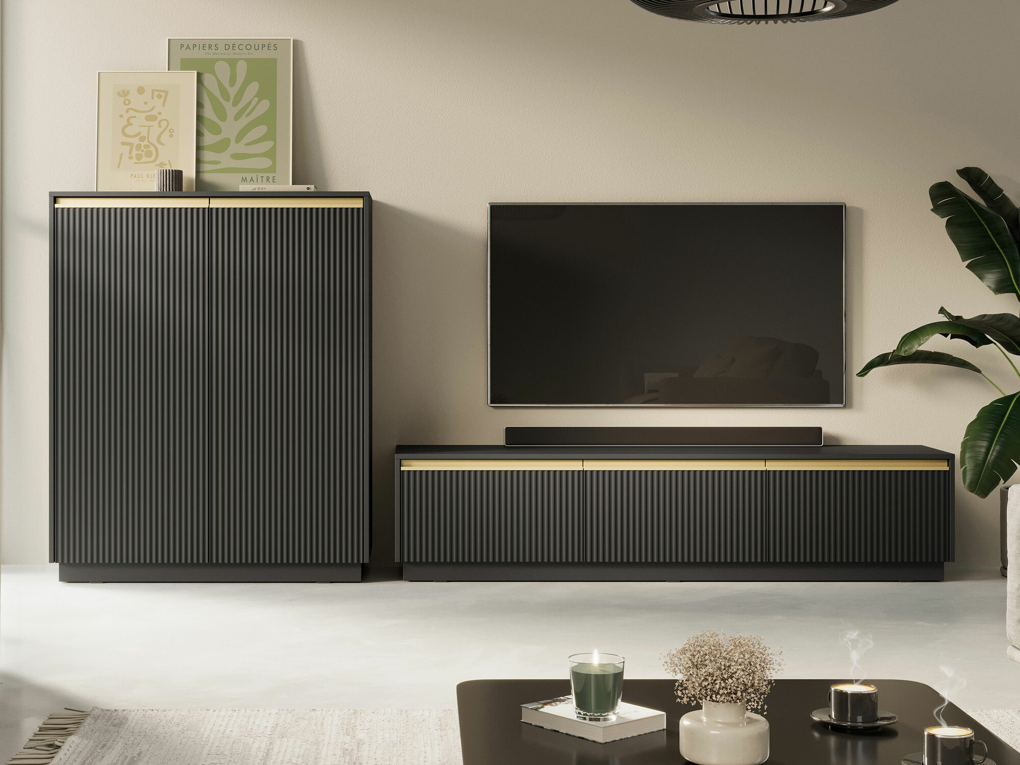 TV-Möbel Sorbela 103 (Schwarz)