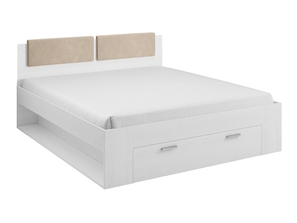 Bett Levruvu 106 (Esche gebleicht + Beige)