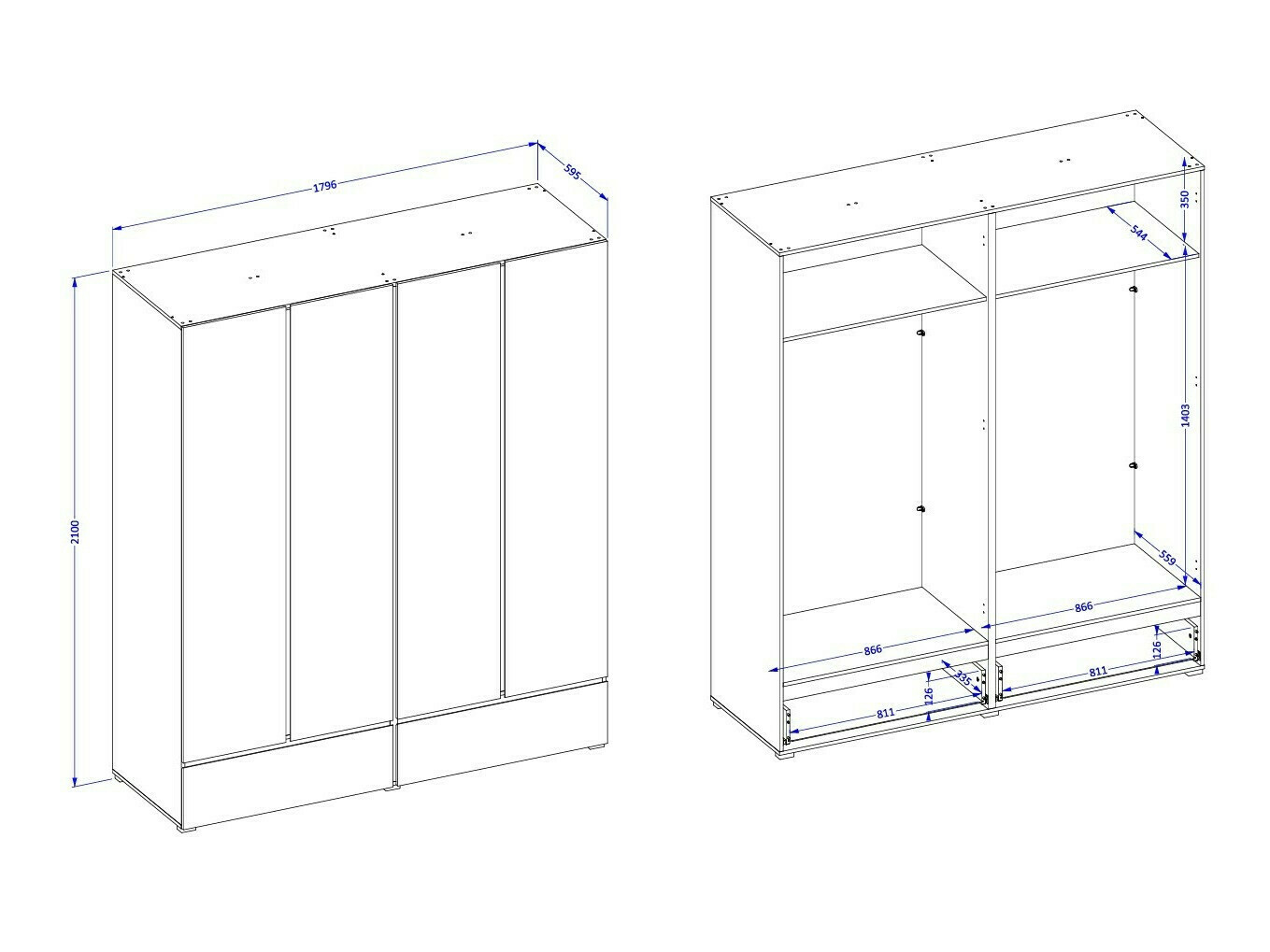 Kleiderschrank Alfere 119 (Weiss)