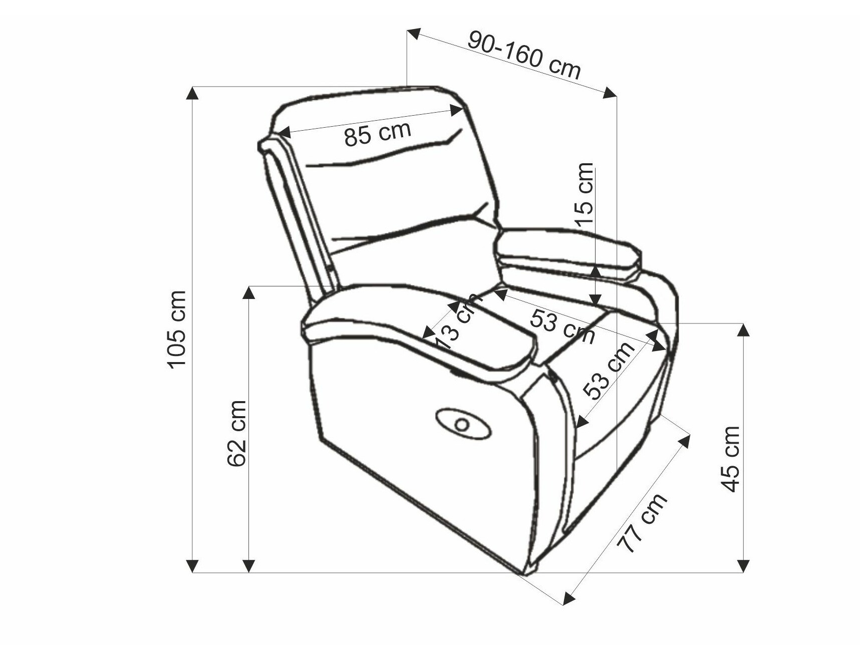 Sessel Liegesessel Houston Terra (Grau)