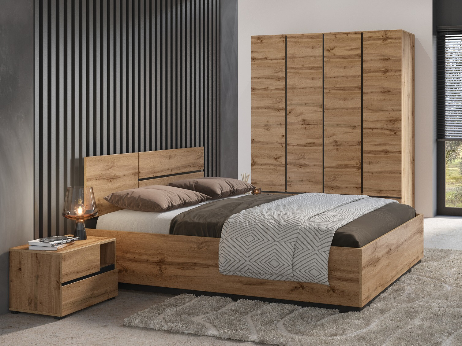 Schlafzimmer-Set Alfere 124 (Wotan Eiche)