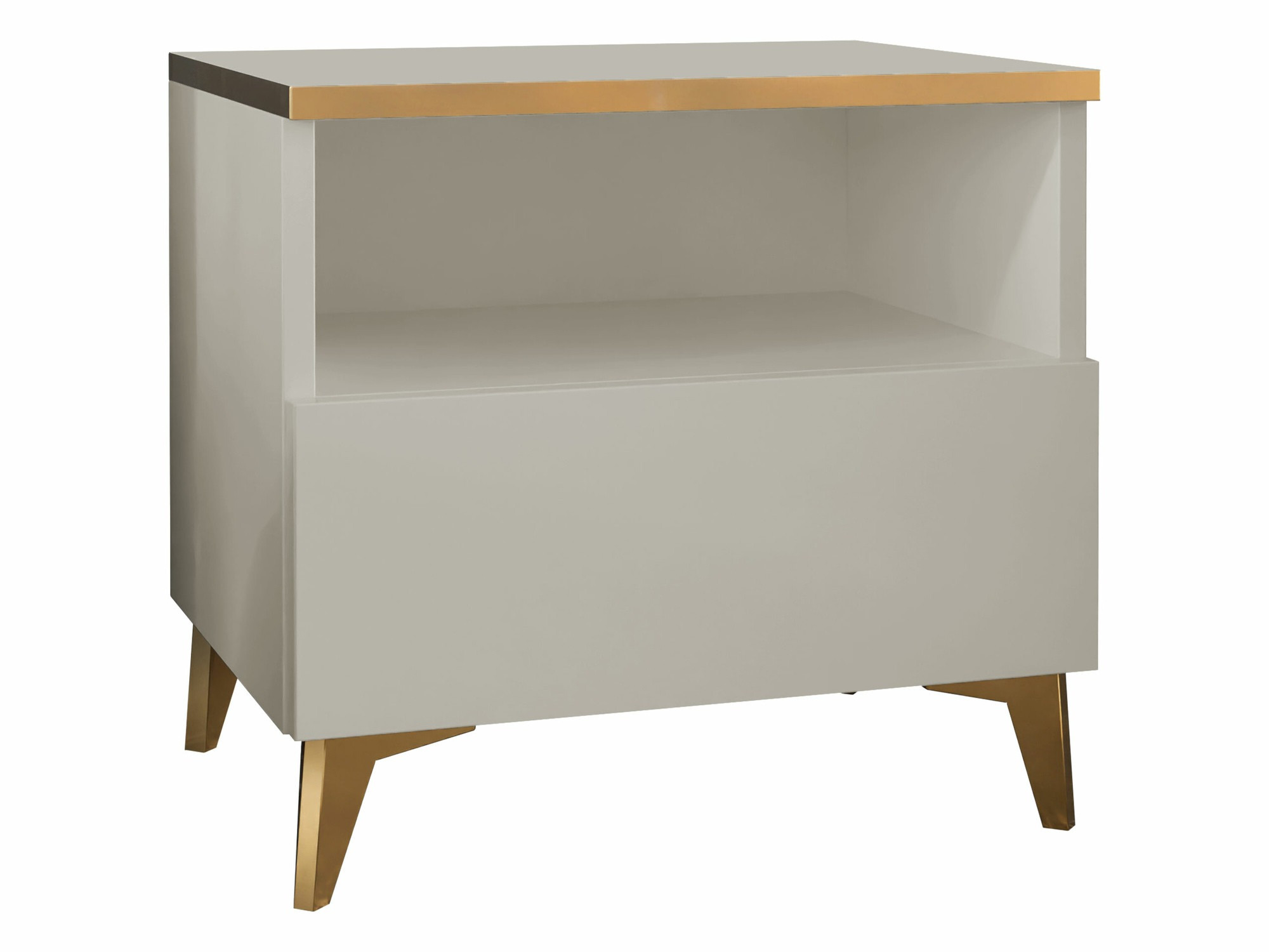 Nachttisch Comfivo Arbutus (Beige + Glänzend beige)