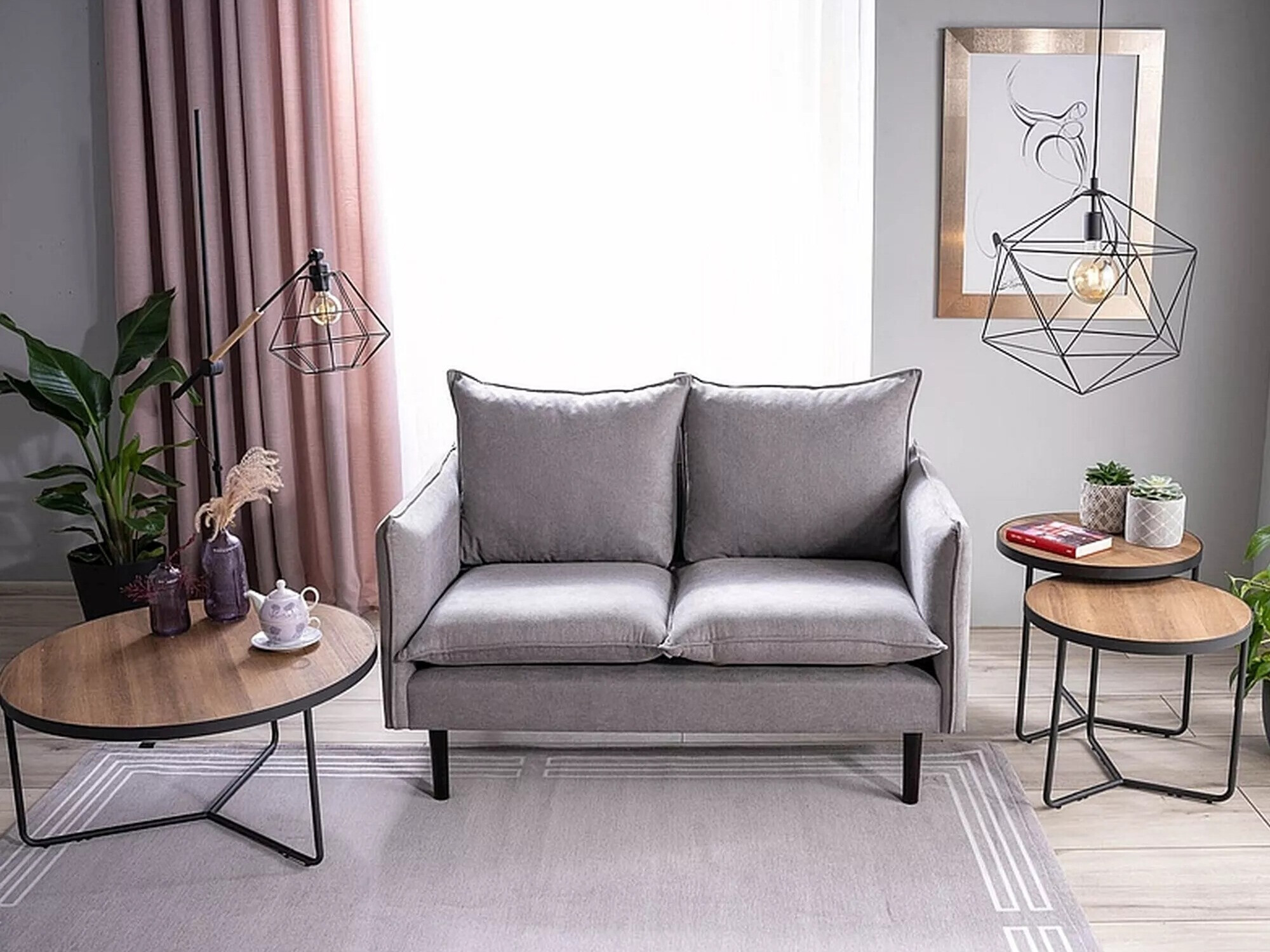 Couchtischset Detroit 570 (Walnussholzoptik + Schwarz)