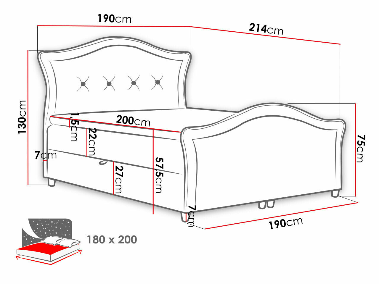 Boxspringbett Baltimore 136 (Magic Velvet 2216)