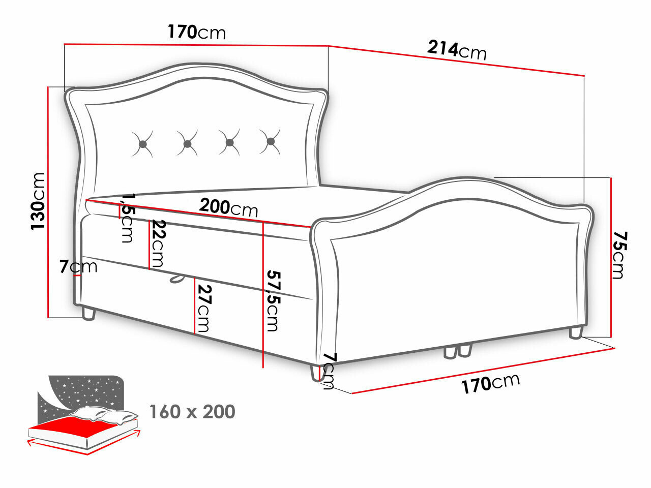 Boxspringbett Baltimore 136 (Magic Velvet 2217)