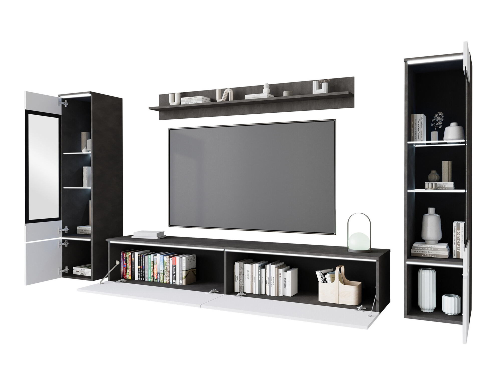 Wohnzimmer-Set Mirfivo 101 (Schwarzer Marmor)