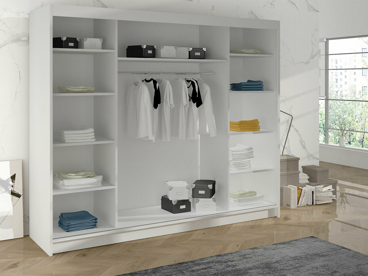 Kleiderschrank Closico 161 (Weiss + Sonoma eichenholz)
