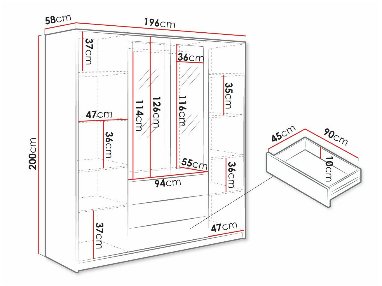 Kleiderschrank Musum (Weiss)