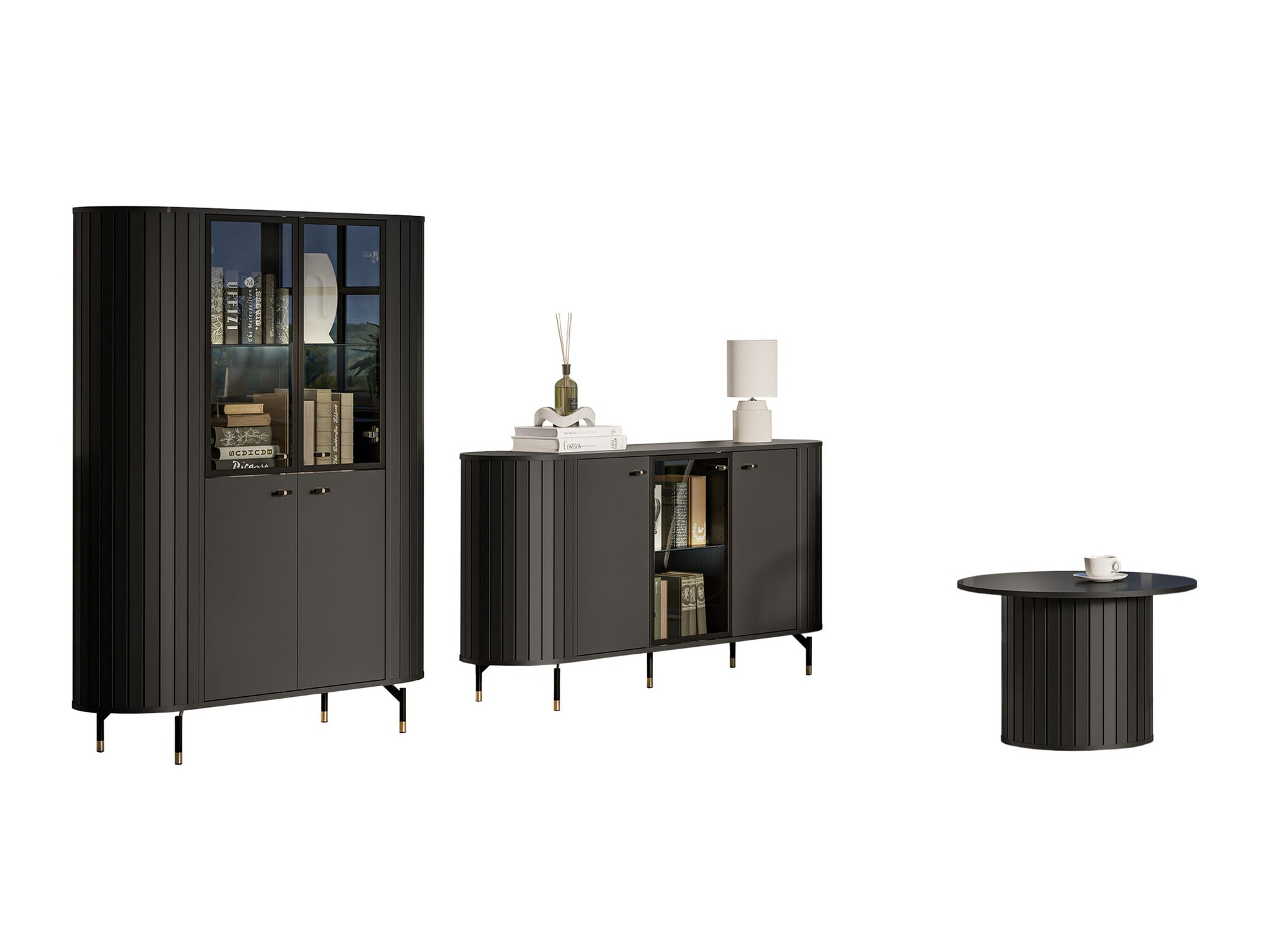 Wohnzimmer-Set Novmono 109 (Schwarz)
