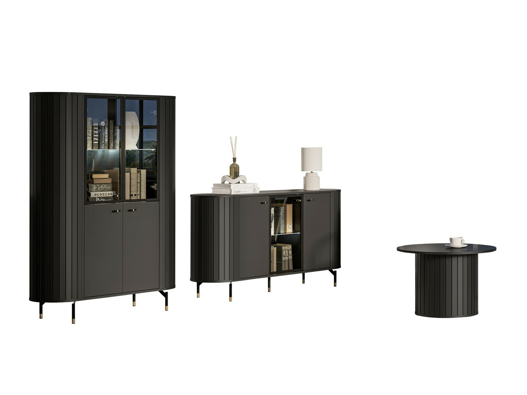 Wohnzimmer-Set Novmono 109 (Schwarz)