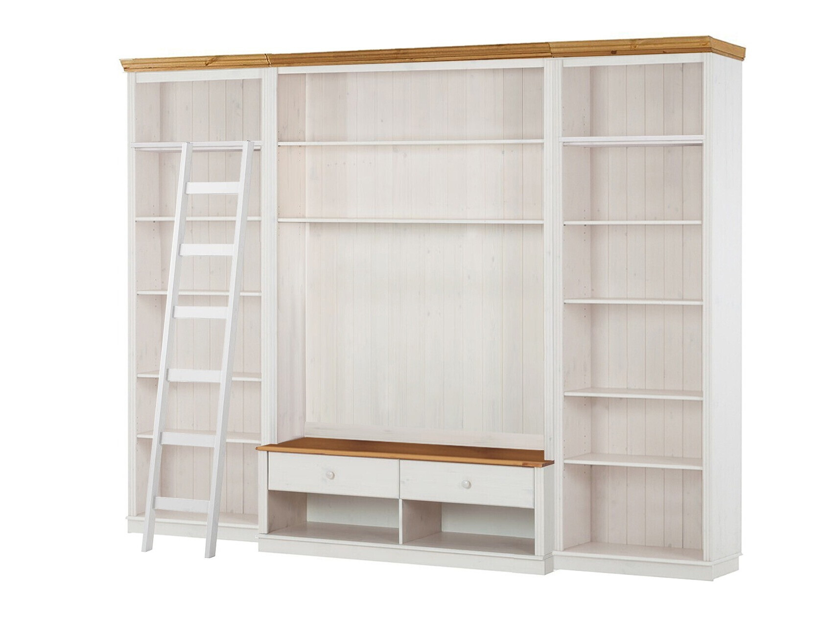 Wohnzimmer-Set Saltoro 108 (Weiss + Honigeiche)