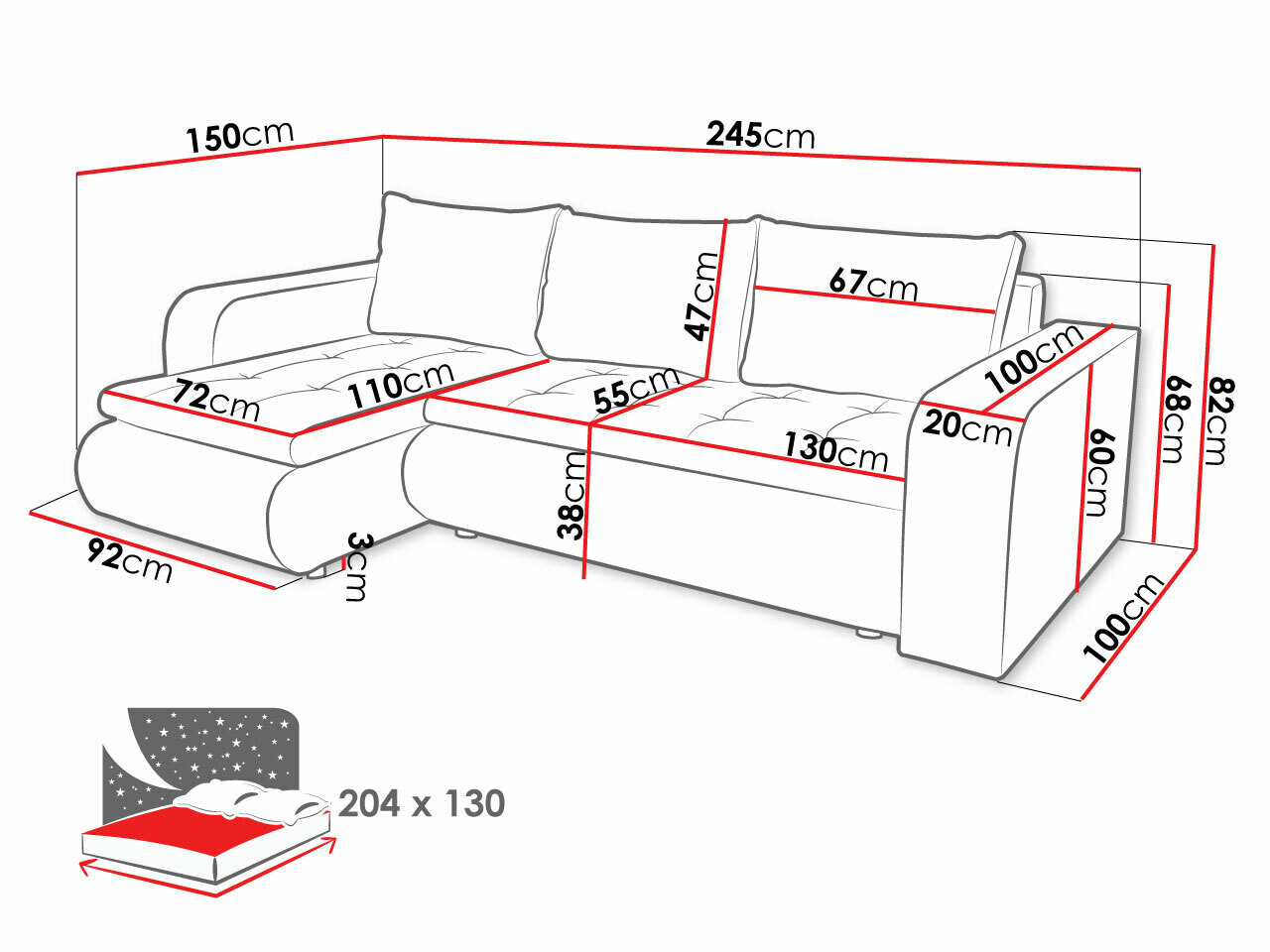Ecksofa Muncie 100 (Soft 017 + Lawa 06)