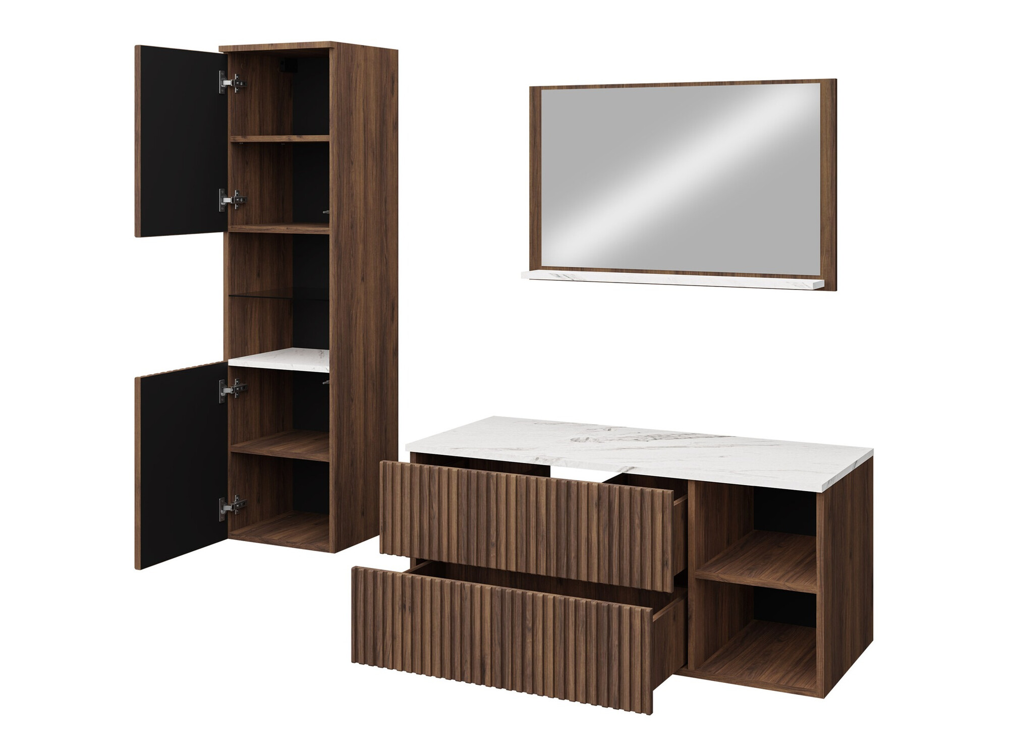 Badezimmer-Set Nauta I (Weiss + Weisser Marmor)