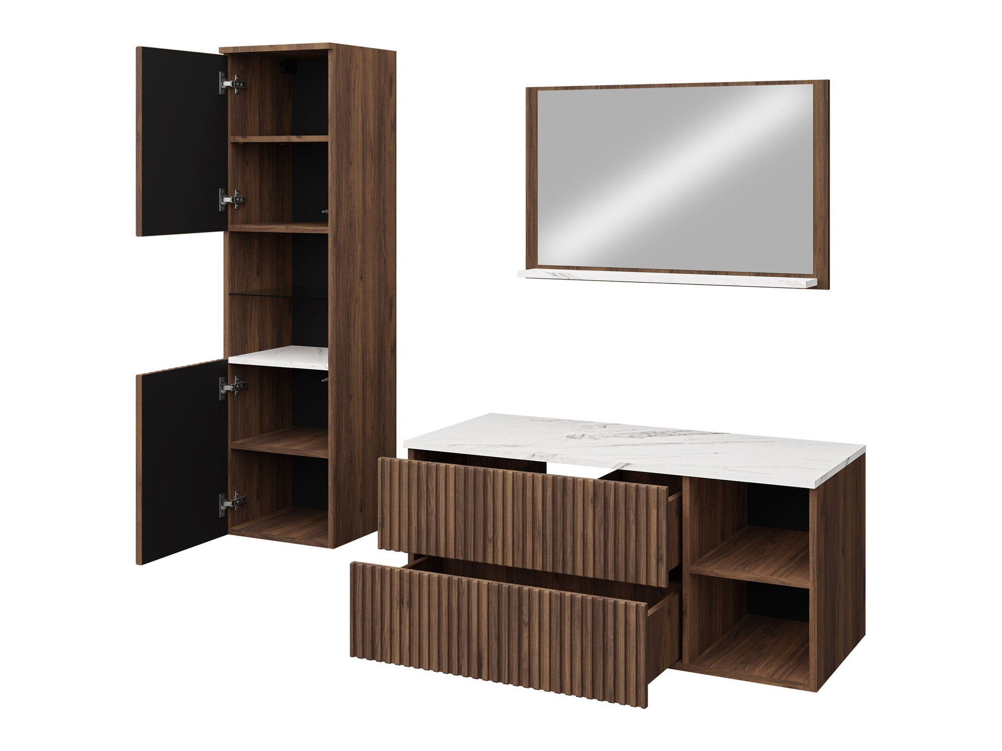 Badezimmer-Set Nauta I (Weiss + Weisser Marmor)