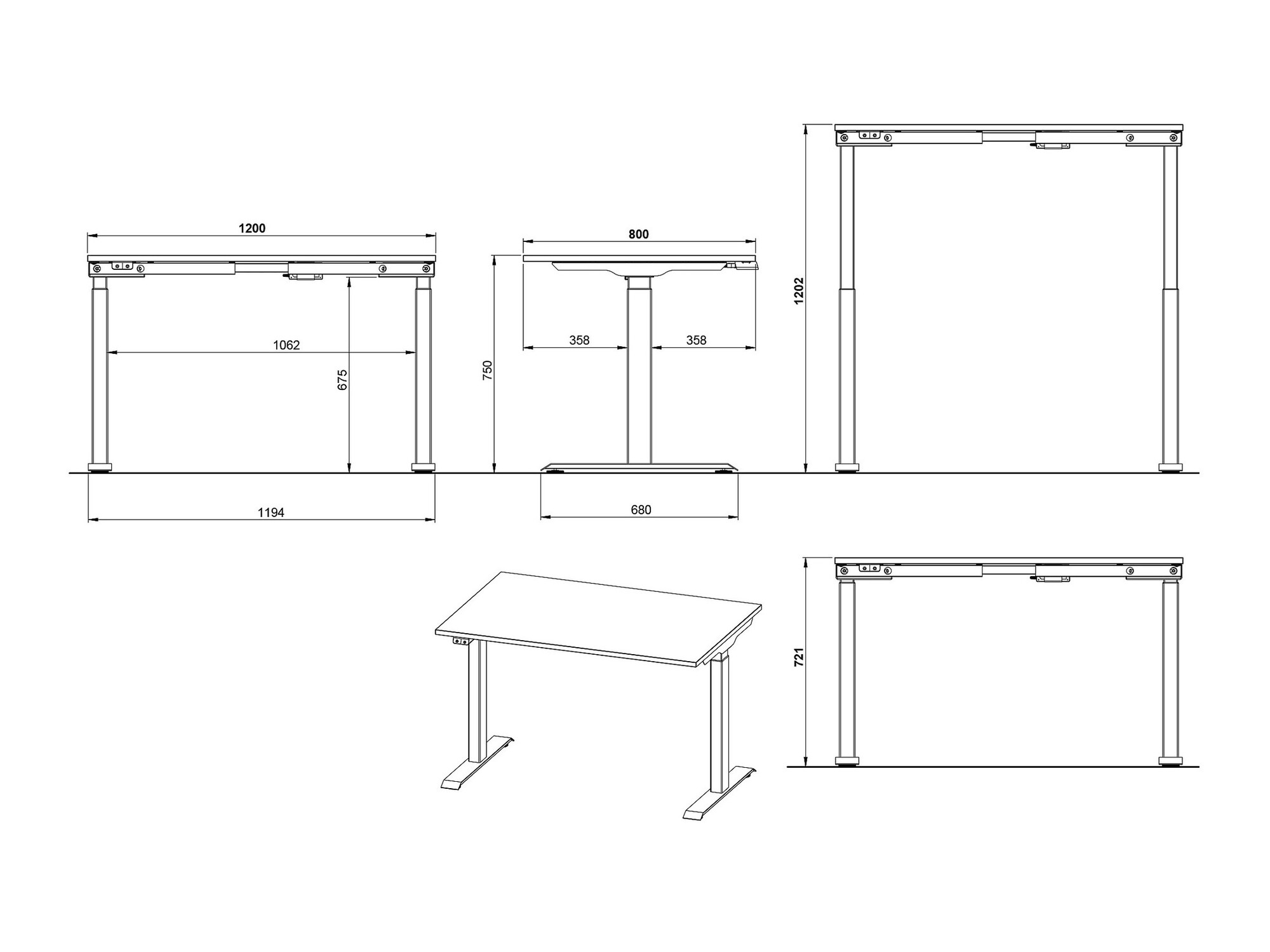 Höhenverstellbarer Schreibtisch Vesbeno 104 (Kaschmir + Schwarz)