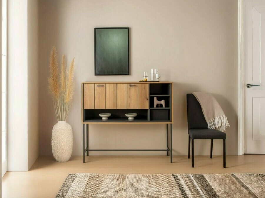 Sideboard Morelmi 102 (Anthrazit + Eichenholzoptik)