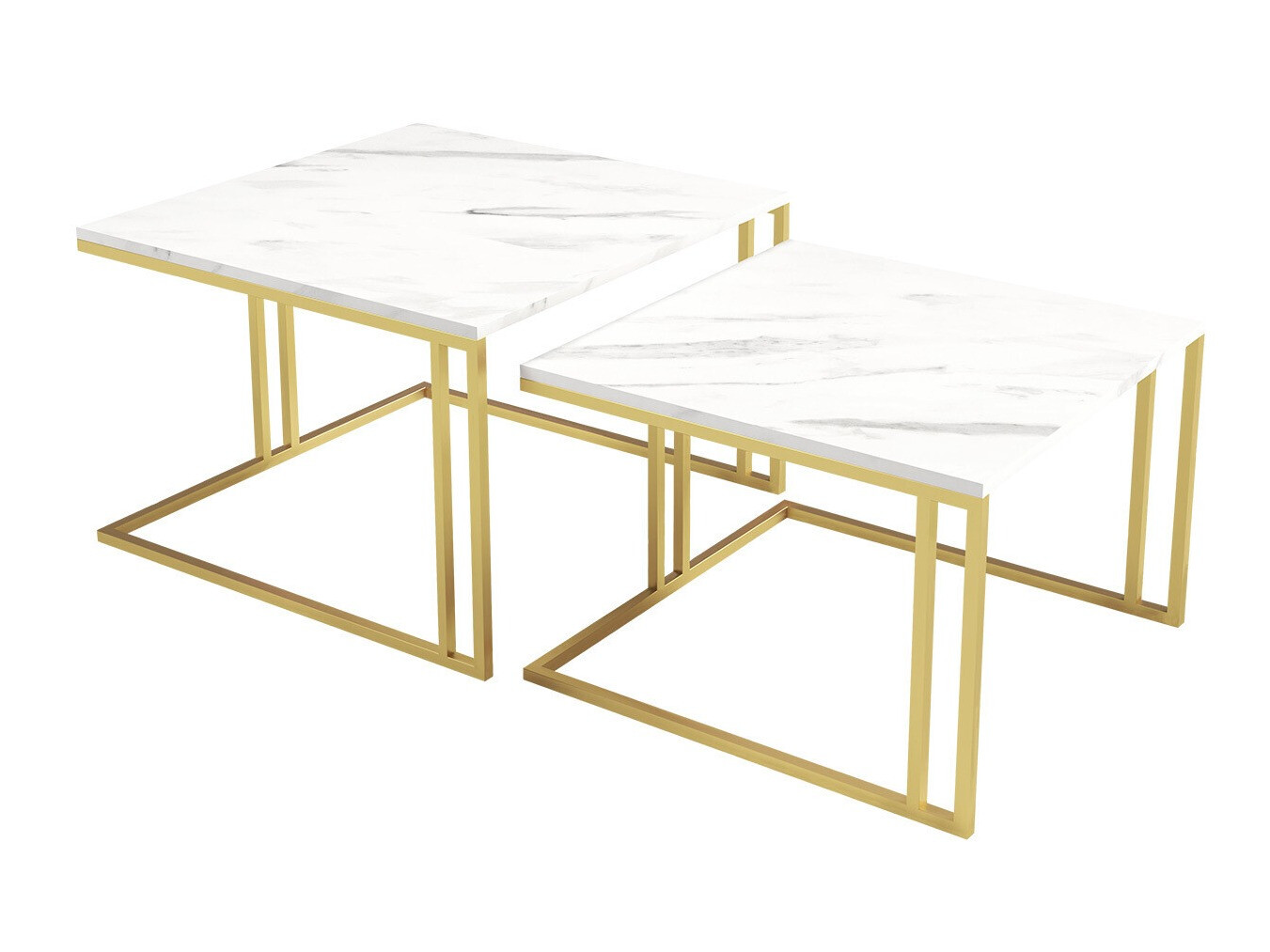 Couchtischset Oswego 110 (Weisser Marmor + Gold)
