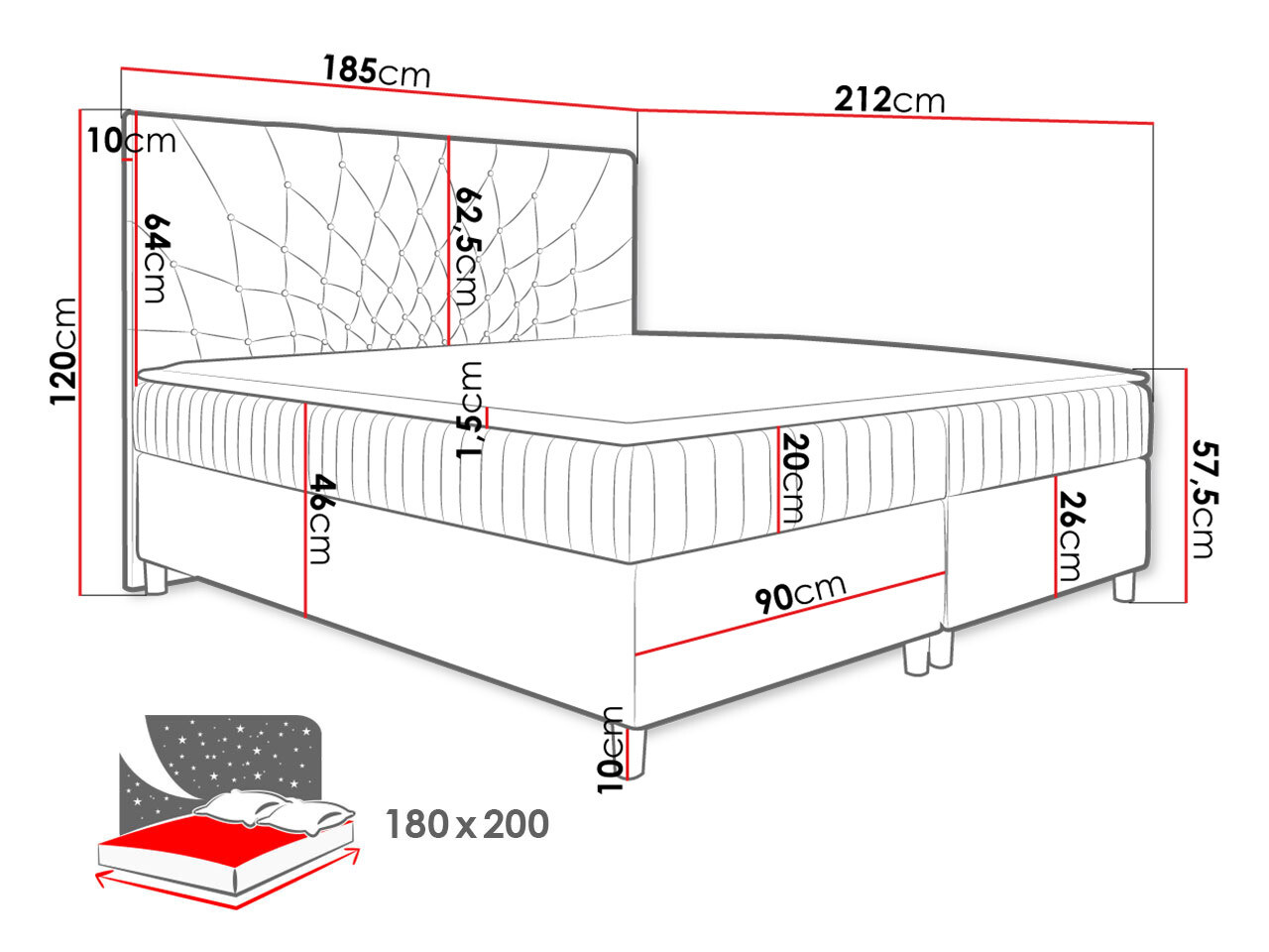 Boxspringbett Baltimore 175 (Manila 02)