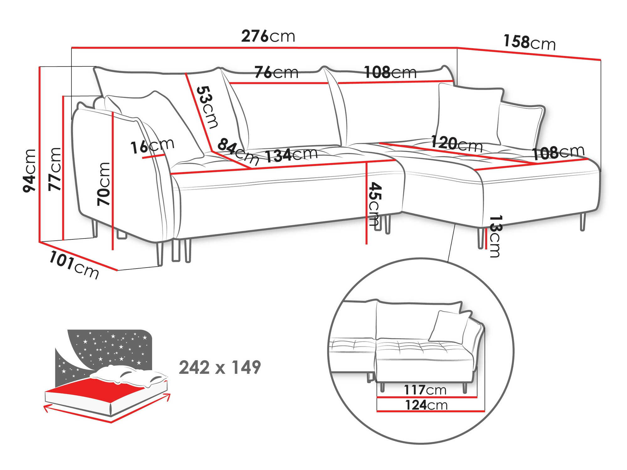 Ecksofa TrendyNest Cervon (Onega 11)