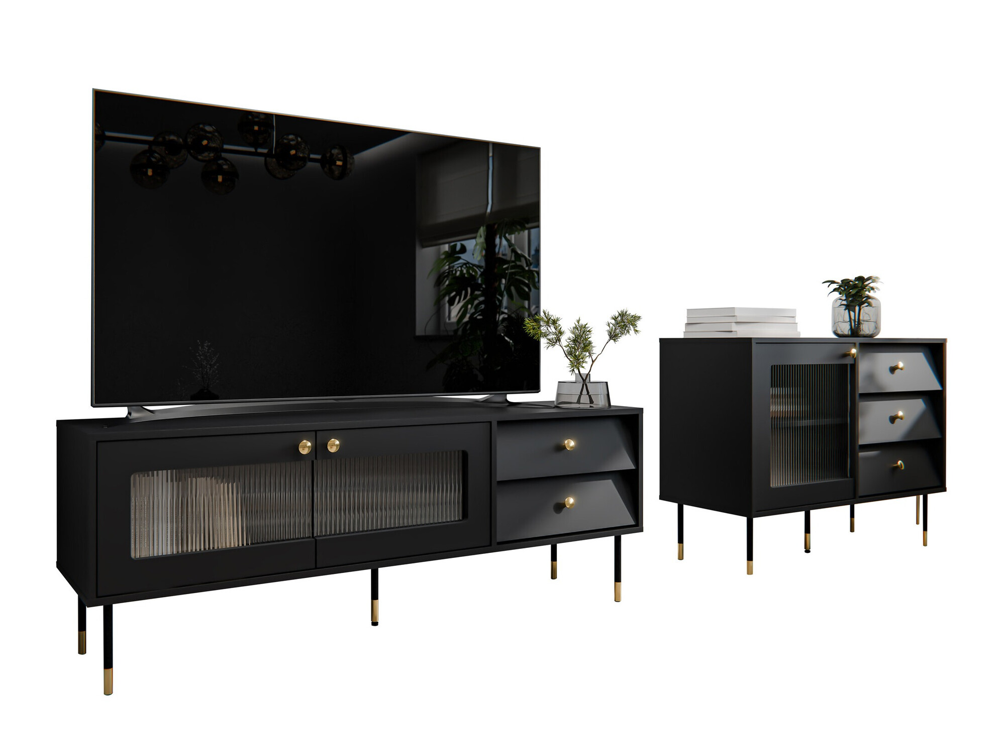 Wohnzimmer-Set Feletri 108 (Schwarz)