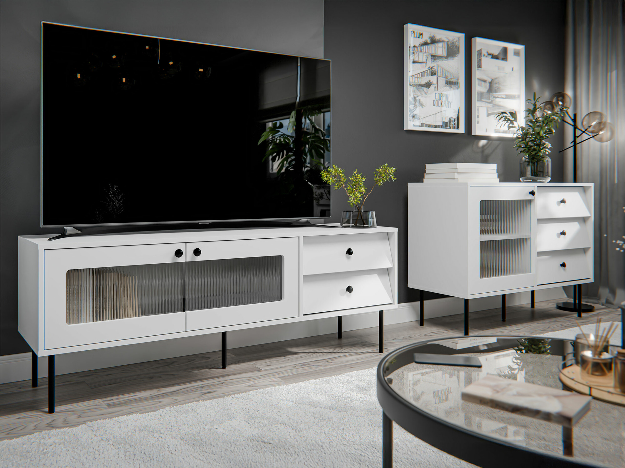 Wohnzimmer-Set Feletri 108 (Weiss)