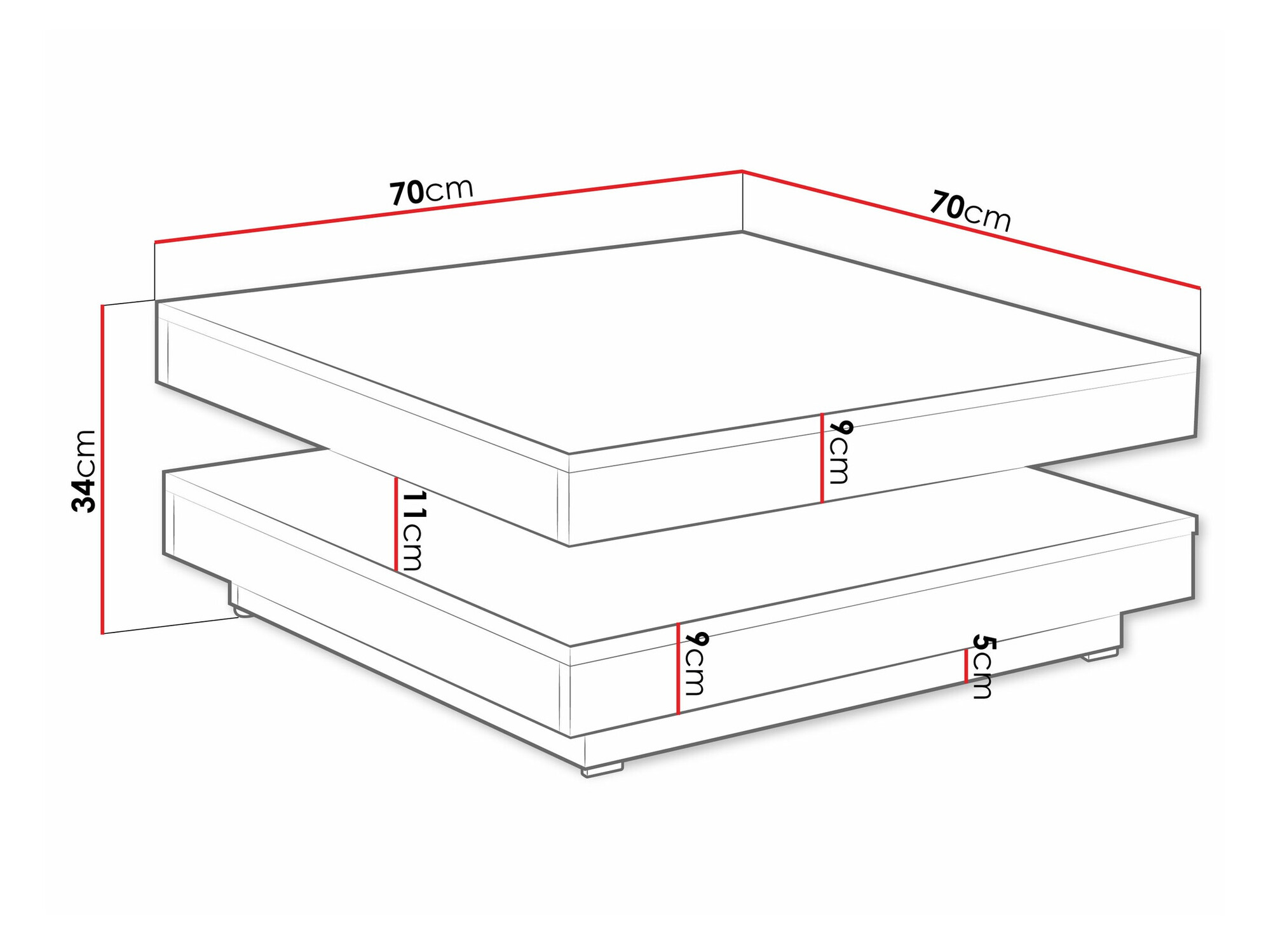 Couchtisch-Transformer Comfivo Pisces (Beton + Weiss)