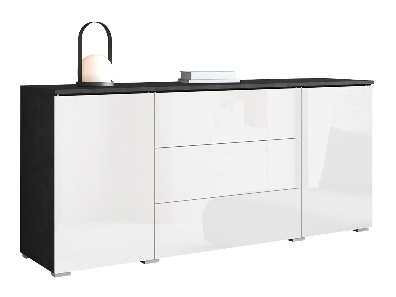 Kommoden Mirfivo 102 (Matera grau + Weiss glänzend)