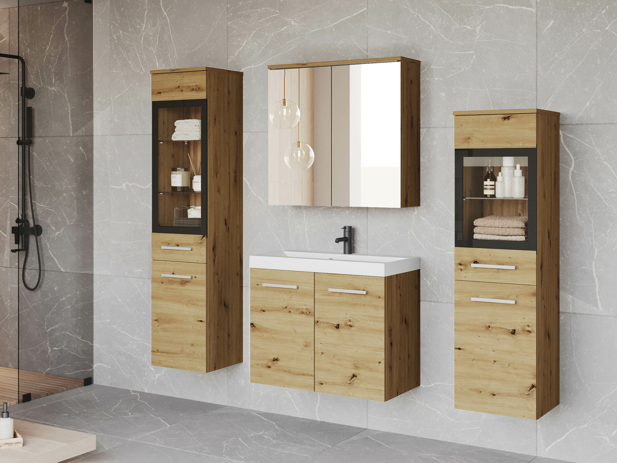 Badezimmer-Set Scientia III (Artisan Eichenholzoptik)