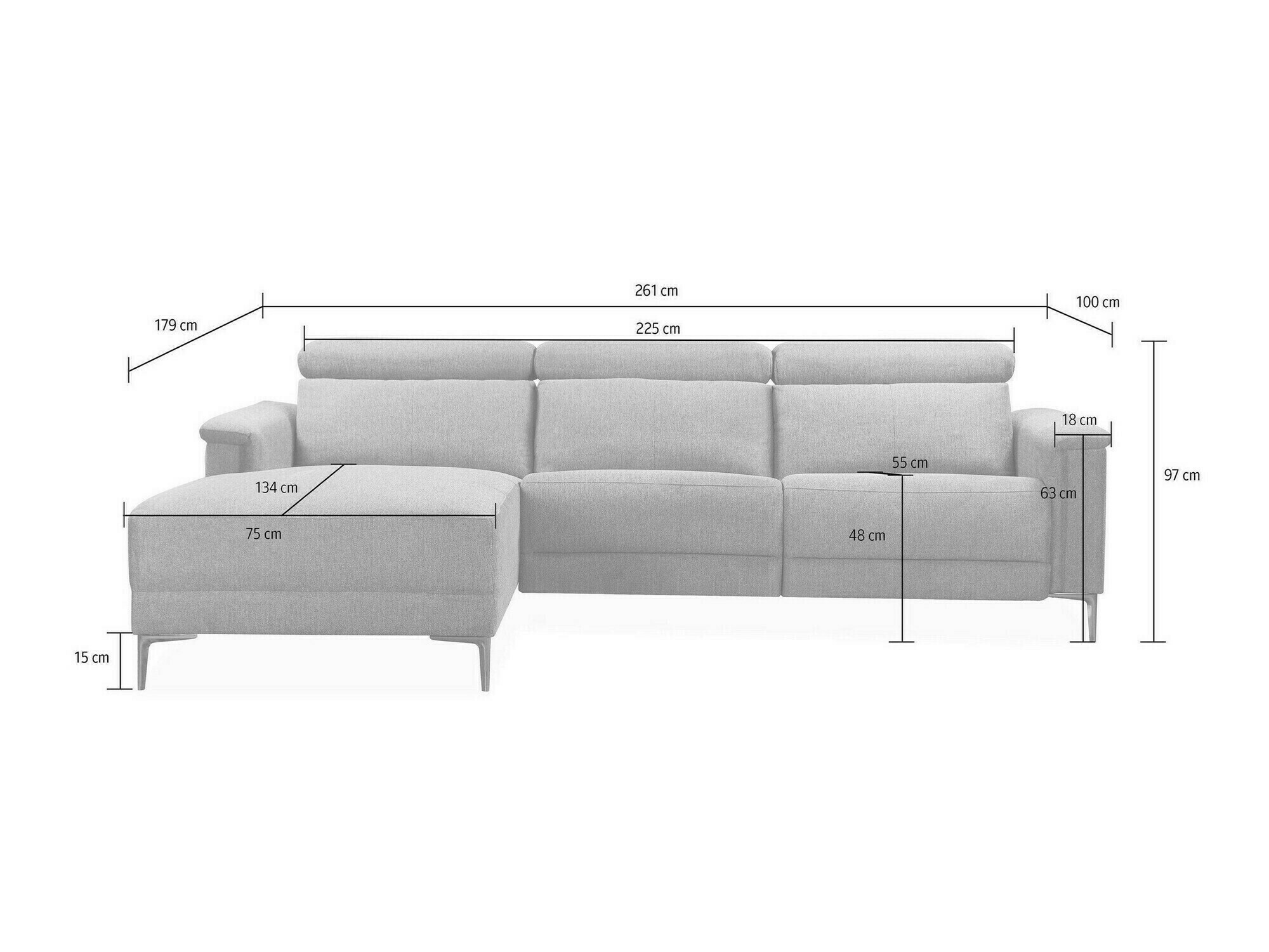 Ecksofa Liegesessel Evamare 105 (Anthrazit)