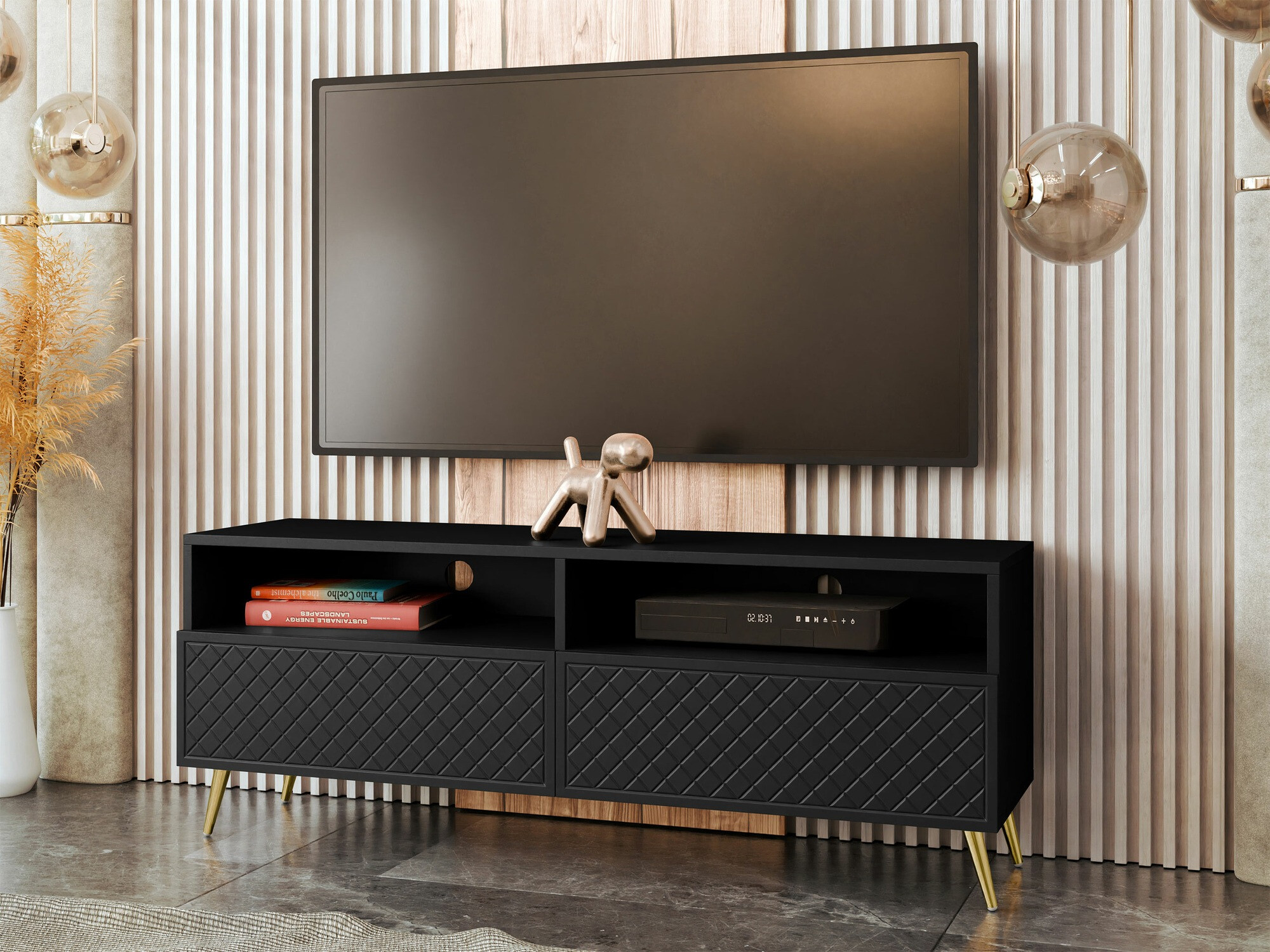 TV-Möbel Comfivo Pavo (Schwarz)