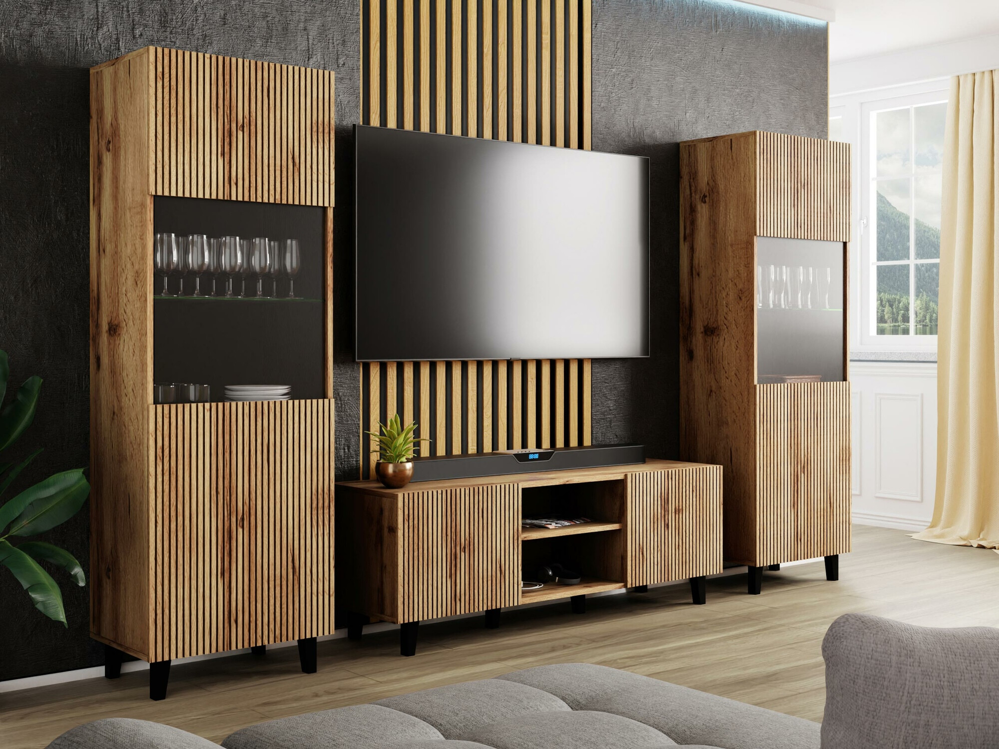 Wohnzimmer-Set Comes (Wotan-Eiche)