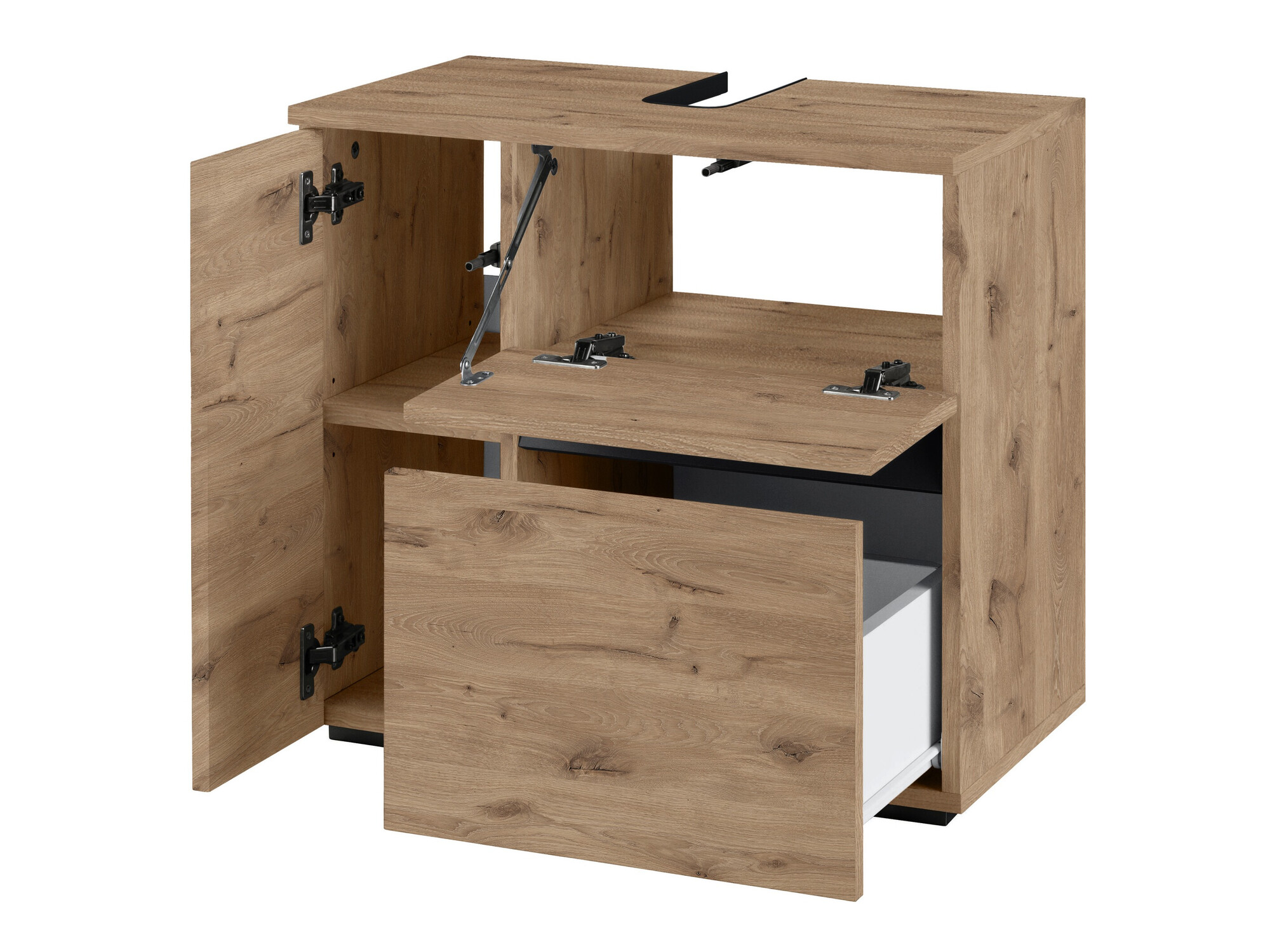 Stehender Badezimmerschrank für ein Waschbecken Soncamu 108 (Eichenholzoptik)