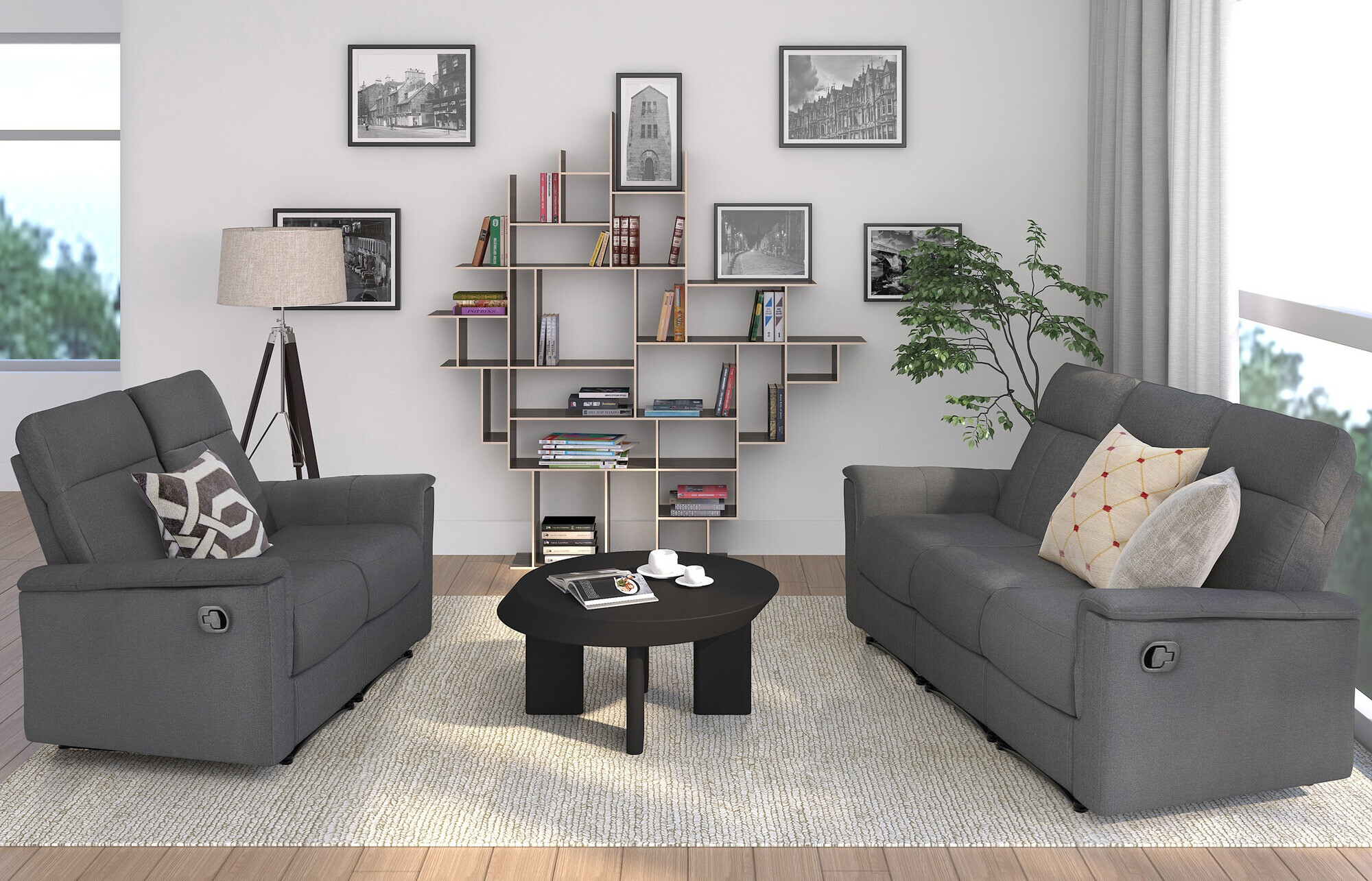 Sofa mit Liegefunktion Fivmelu 101 (Anthrazit)