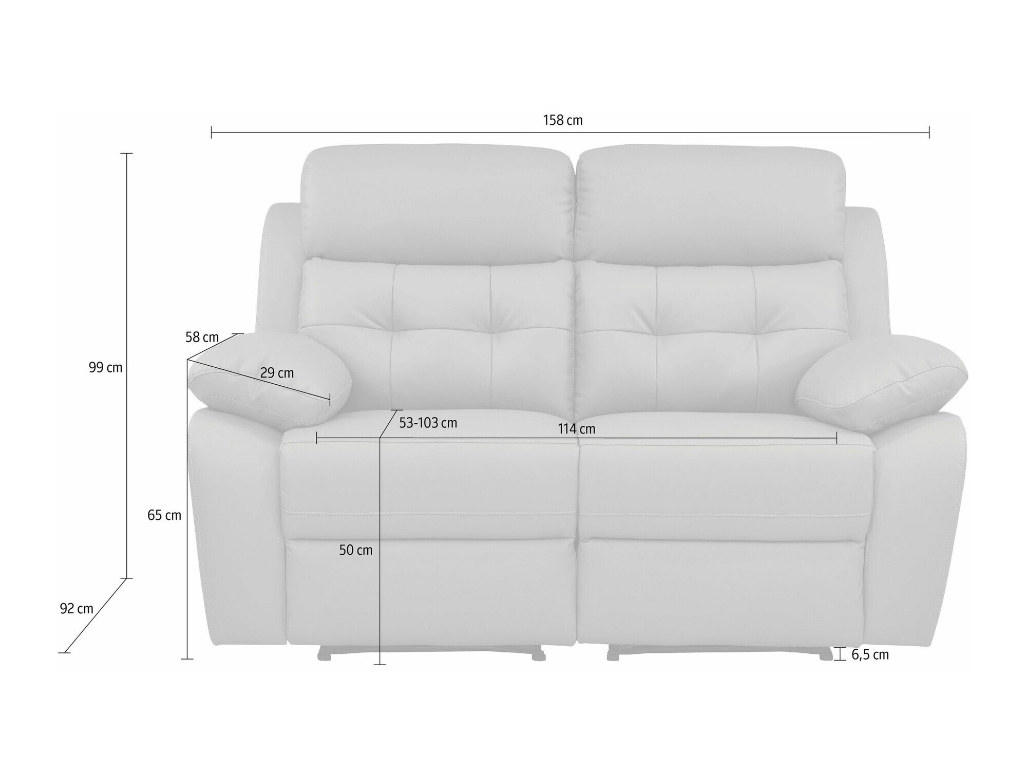 Sofa mit Liegefunktion Denton 1479 (Anthrazit)