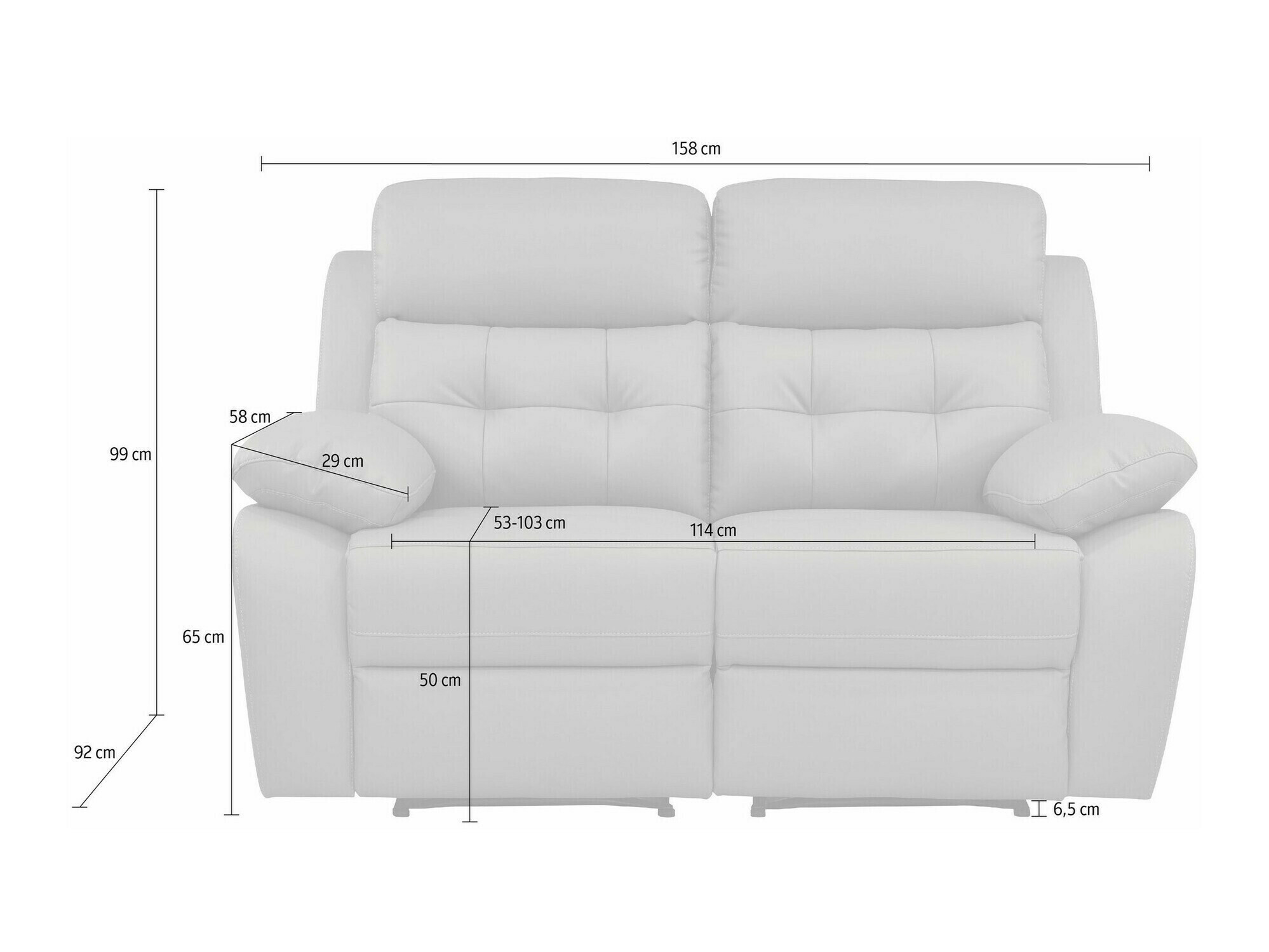Sofa mit Liegefunktion Denton 1480 (Hellgrau)