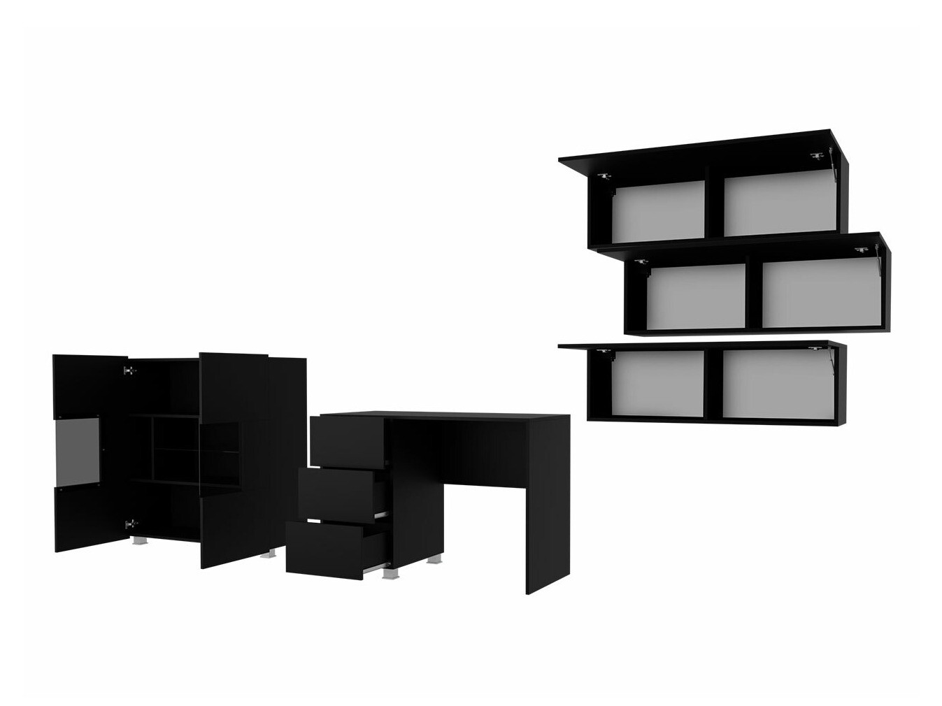 Möbel-Set Tivdalu 136 (Weiss + Weiss glänzend)