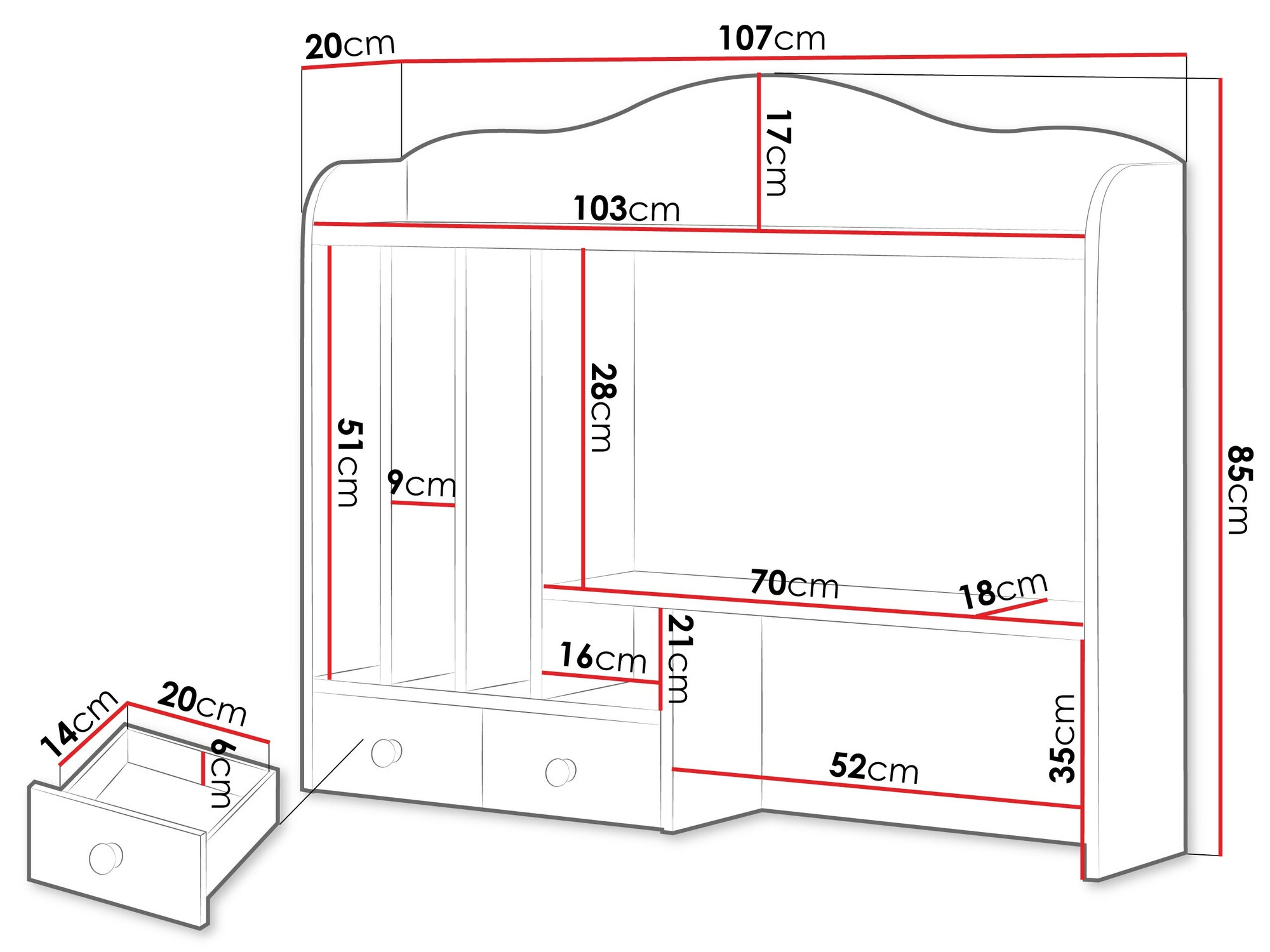Regal Romelbo 136 (Weiss + Eichenholzoptik)