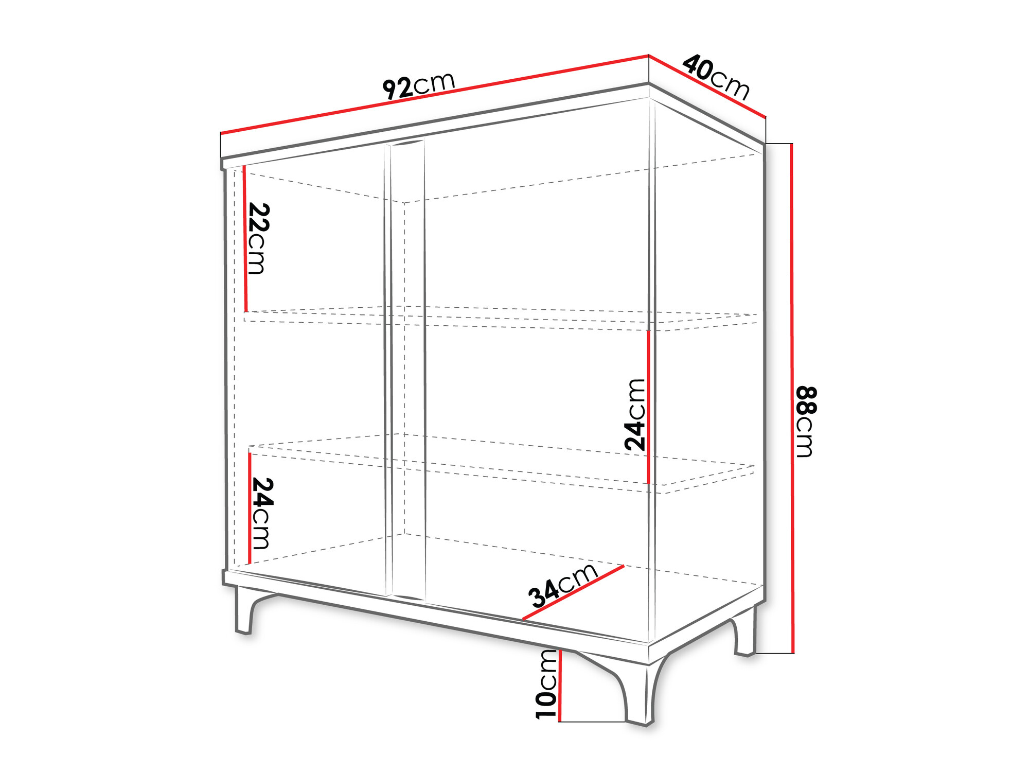 Sideboard Florem II (Weiss + Weiss glänzend + Helles Holz)