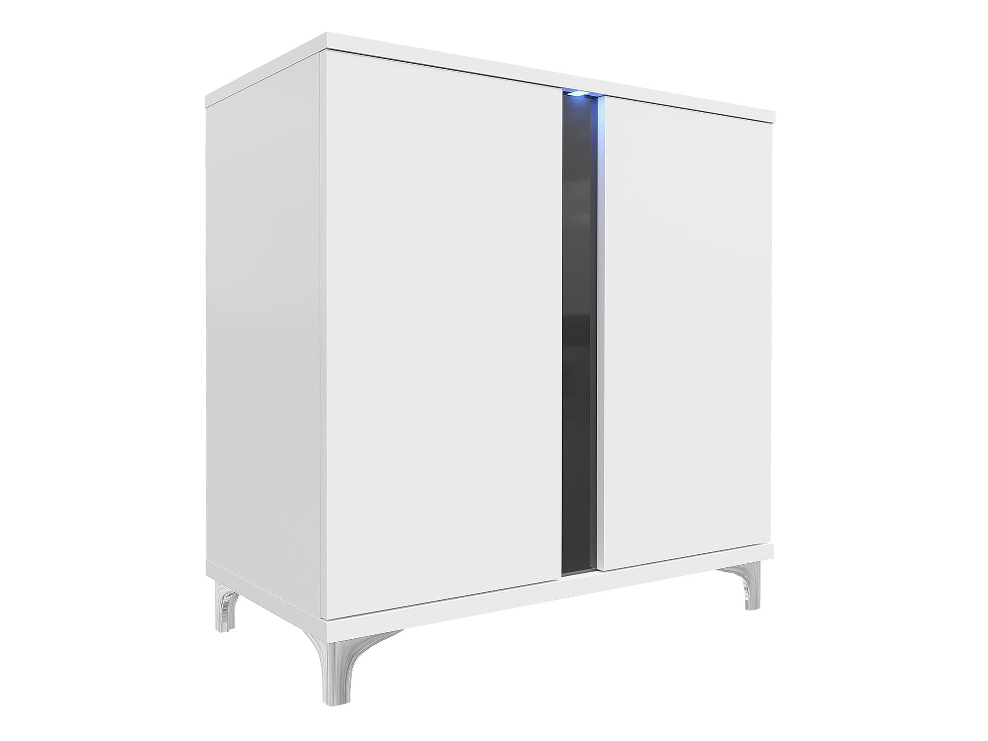 Sideboard Florem II (Weiss + Weiss glänzend + Schwarz glänzend)