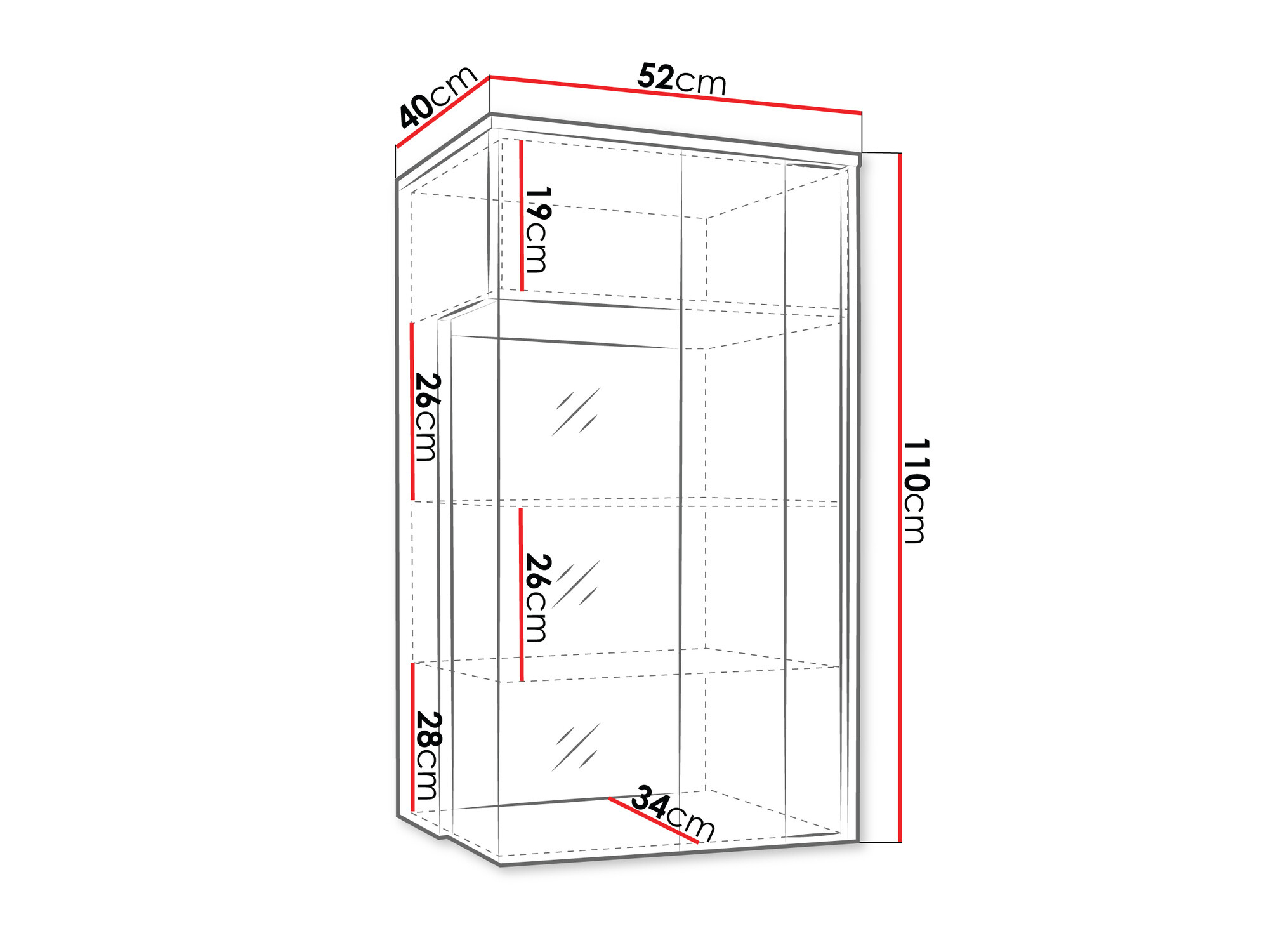 Hängeschrank Florem I (Weiss + Weiss glänzend + Helles Holz)