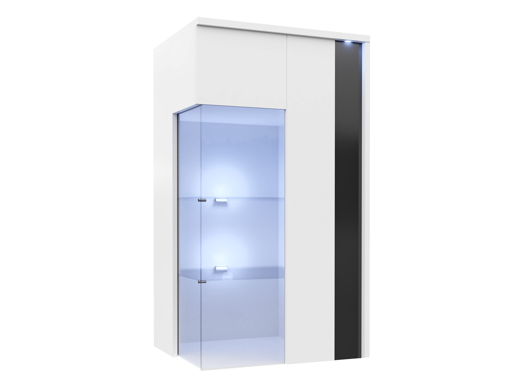 Hängeschrank Florem I (Weiss + Weiss glänzend + Schwarz glänzend)