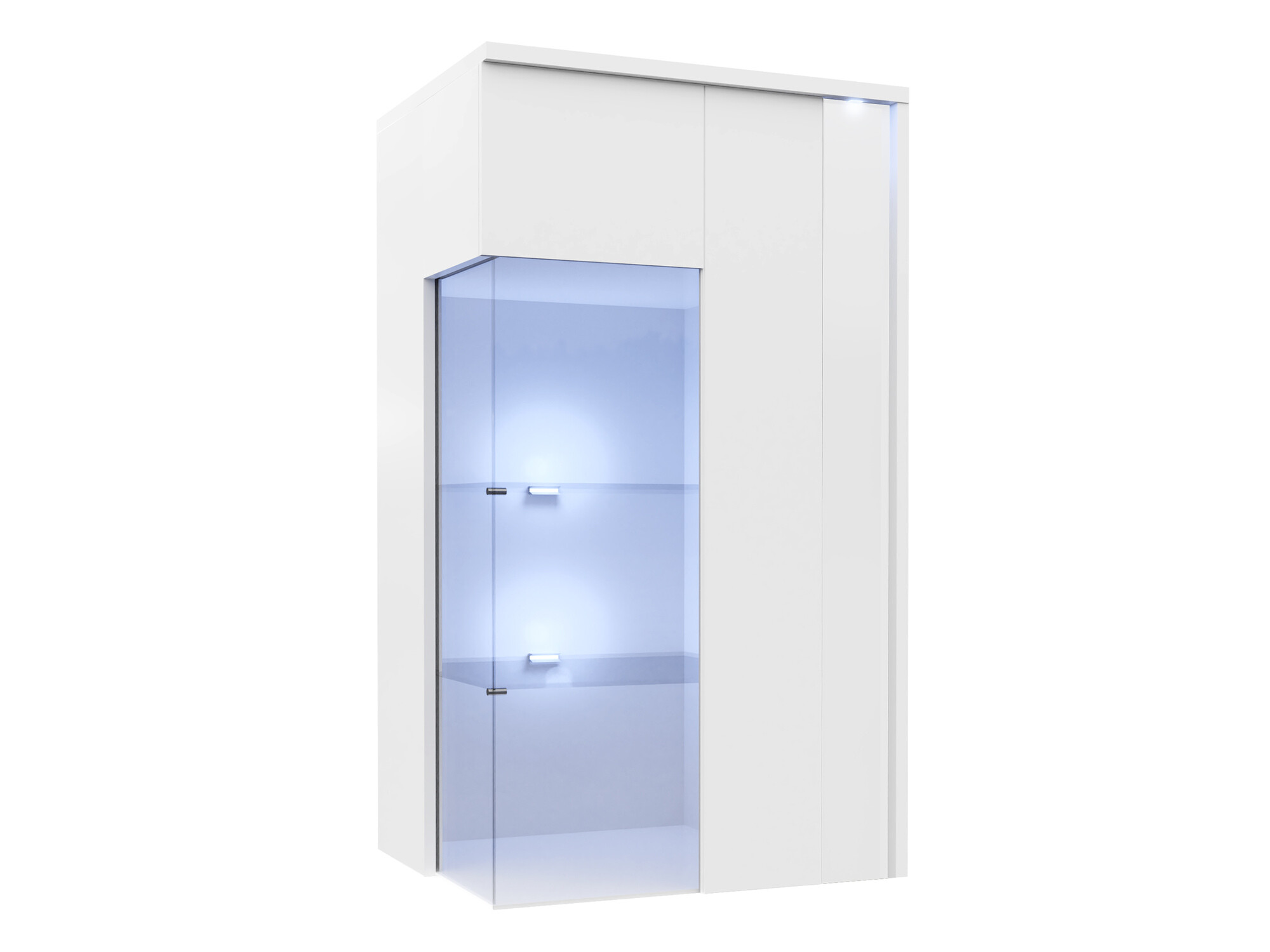 Hängeschrank Florem I (Weiss + Weiss glänzend)