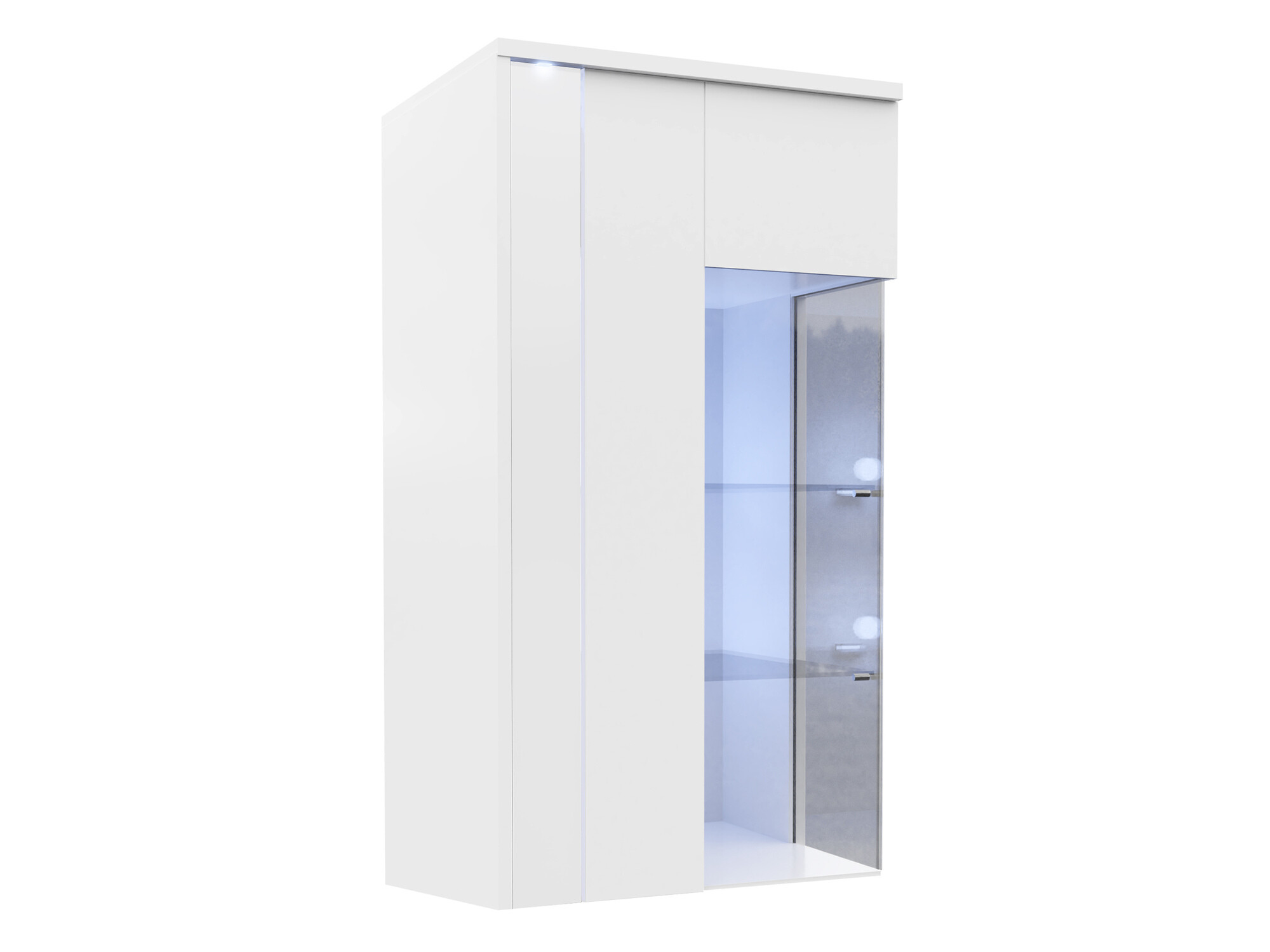 Hängeschrank Florem (Weiss + Weiss glänzend)