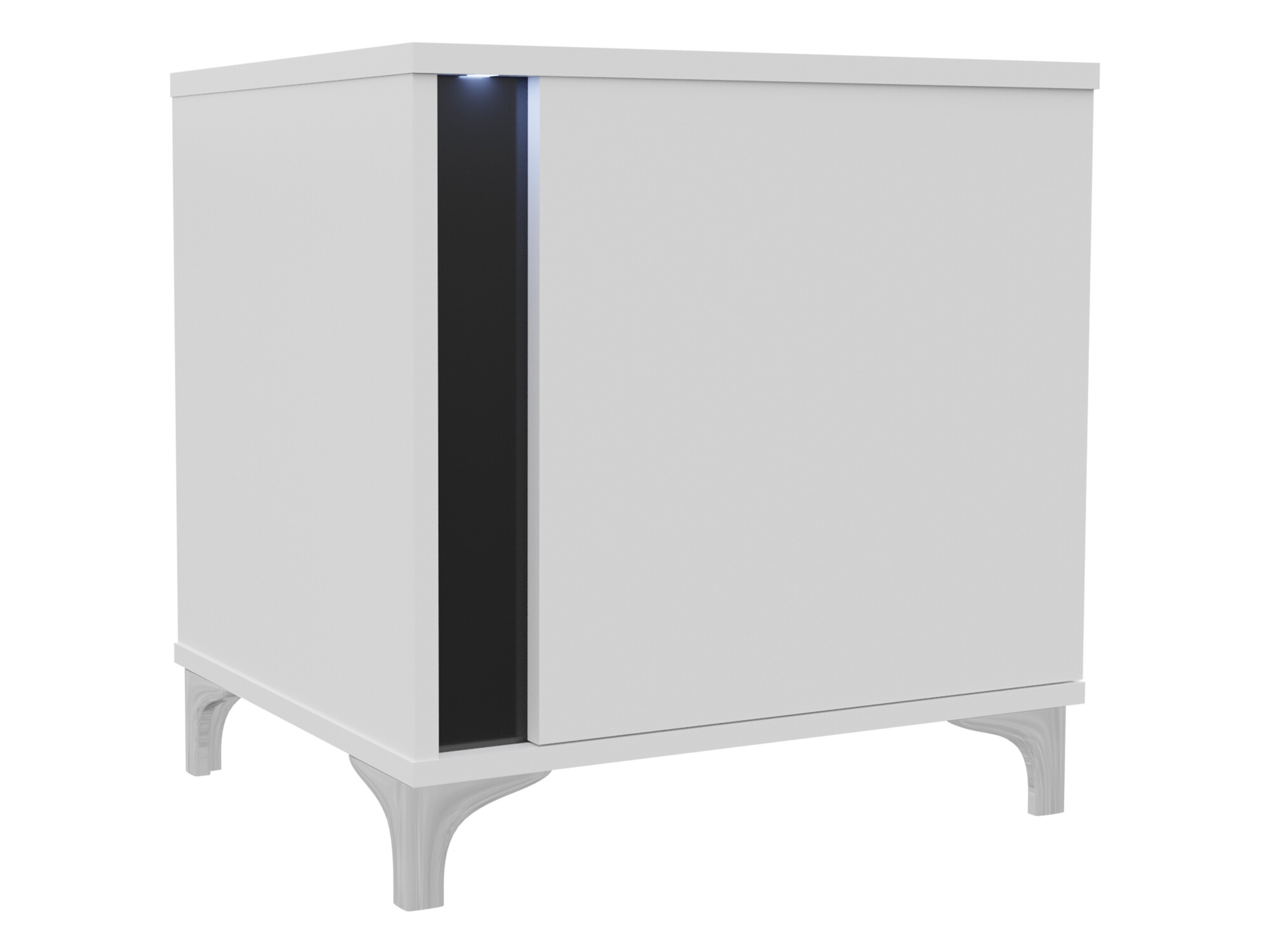 Nachttisch Florem (Weiss + Weiss glänzend + Schwarz glänzend)