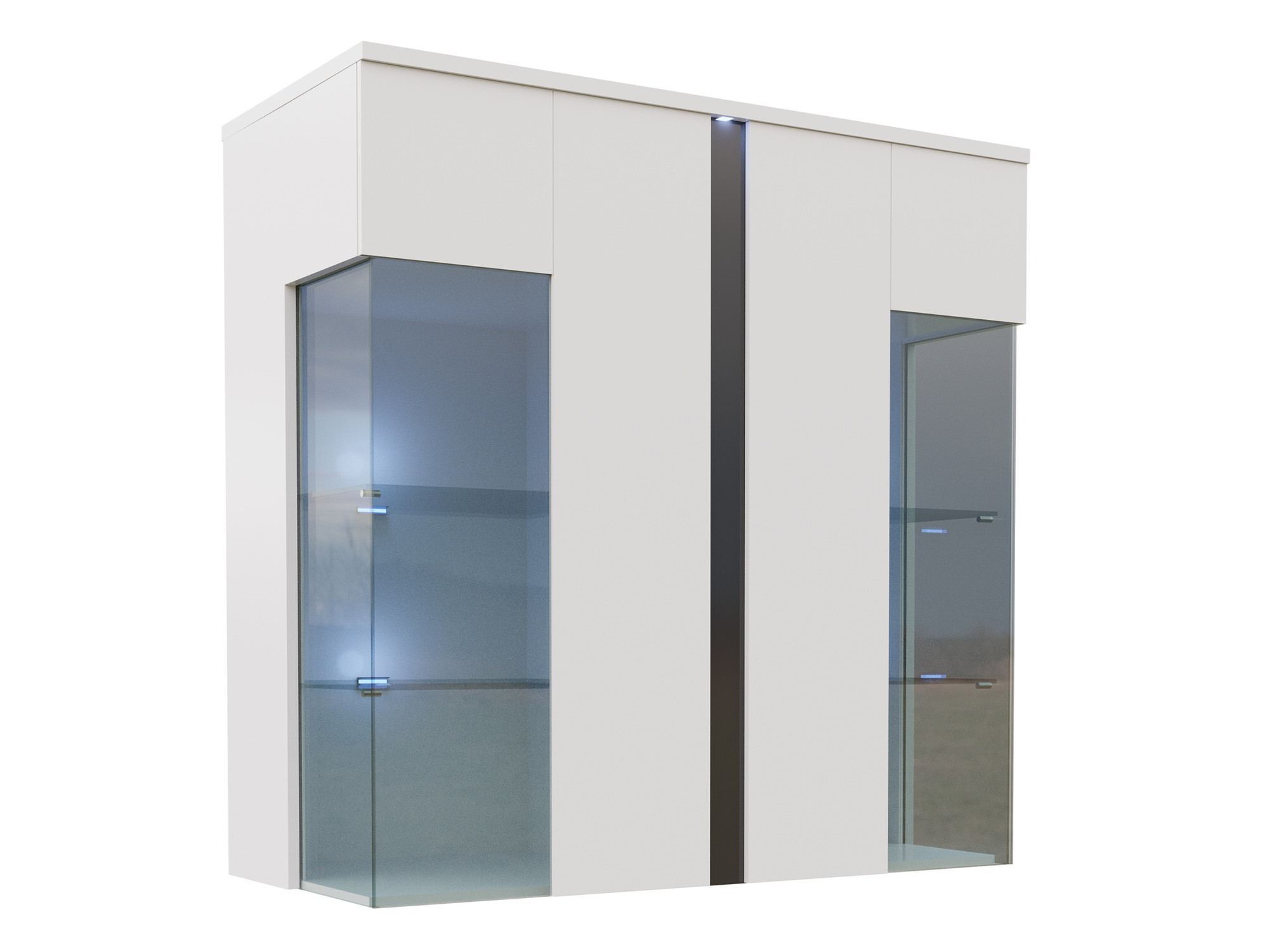 Sideboard Florem III (Weiss + Weiss glänzend + Schwarz glänzend)